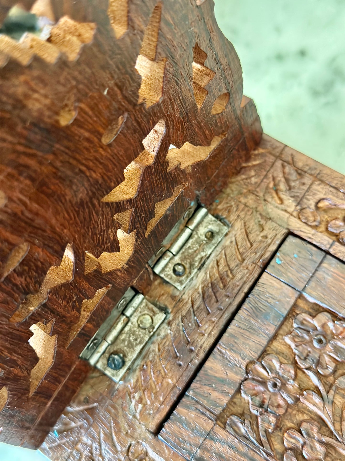 Vintage Carved Wooden Book Rack