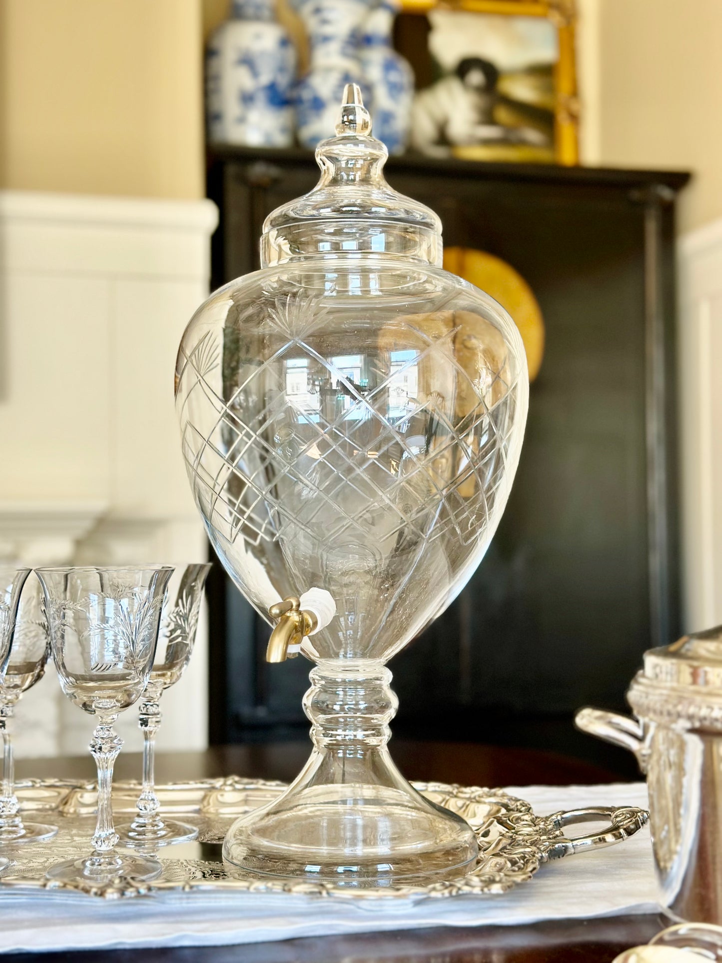 Etched Glass Drink Dispenser