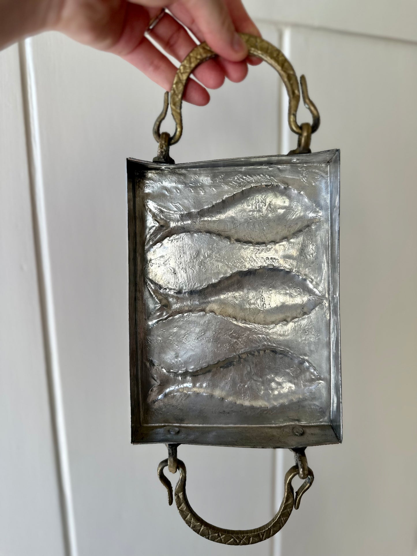 Vintage Copper & Brass Hanging Fish Tray