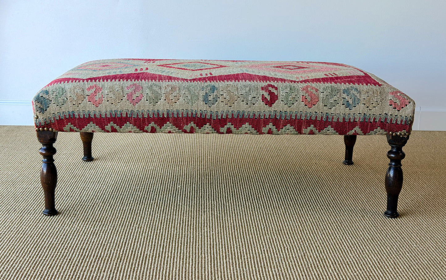 Antique Kilim Footstool (Red/Pink)