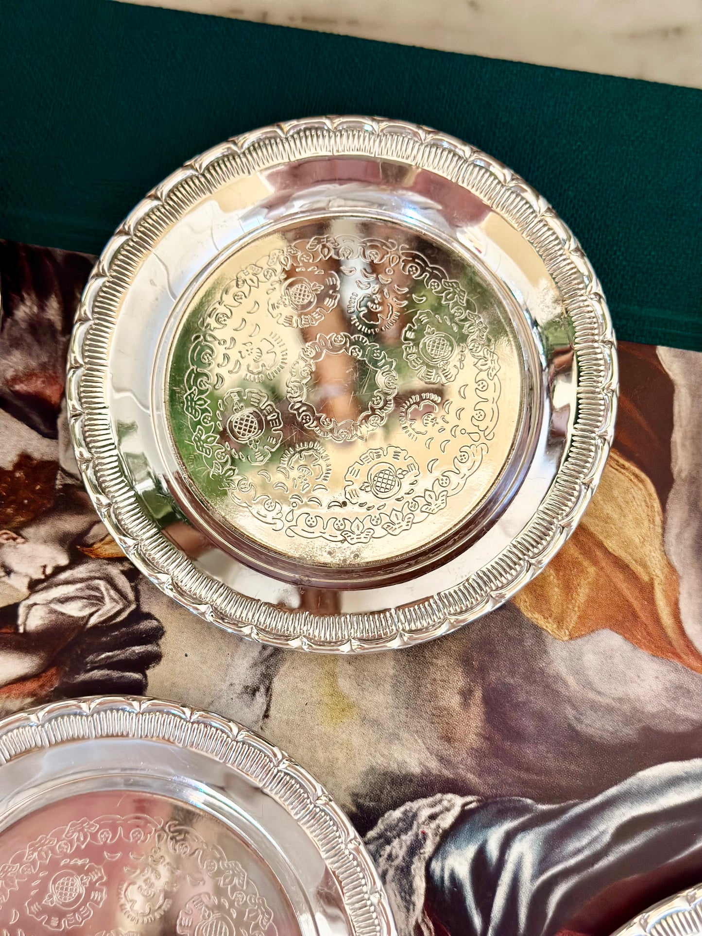 Vintage Silverplate Scalloped Edge Coasters (Set of 8)