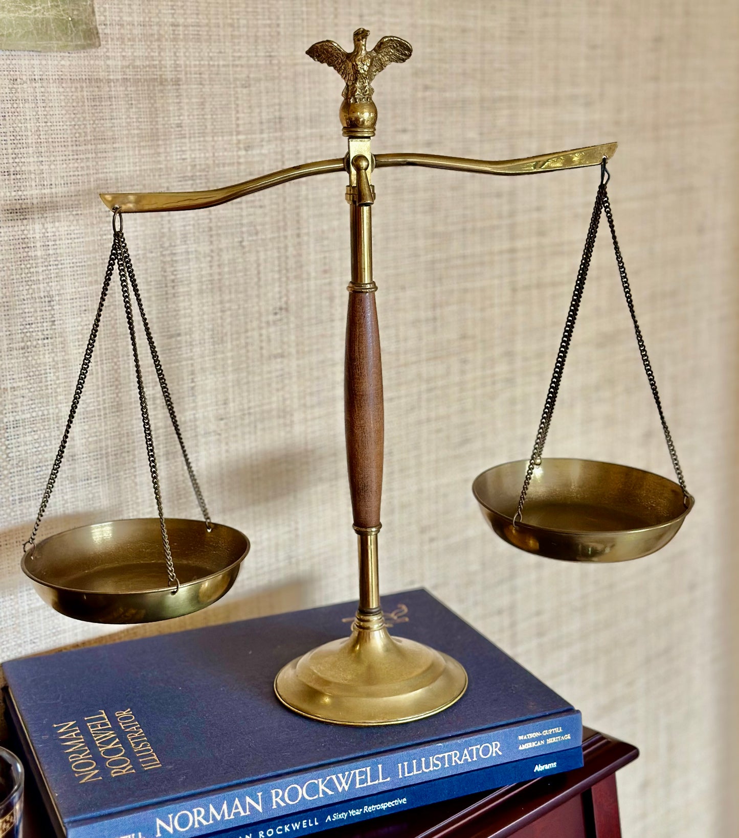 Vintage Brass Scales with Eagle Finial