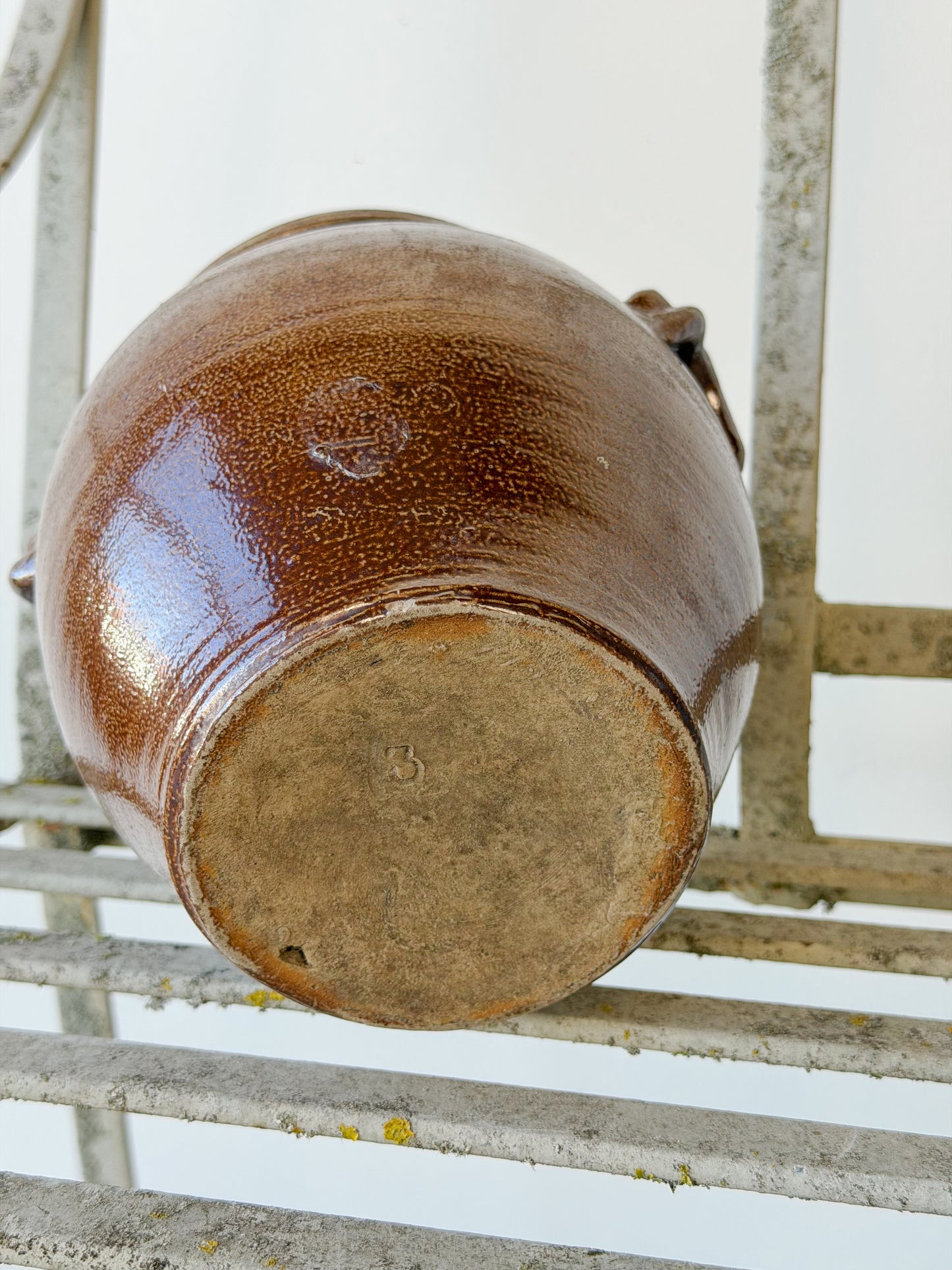 Antique French Glazed Earthenware Confit Crock