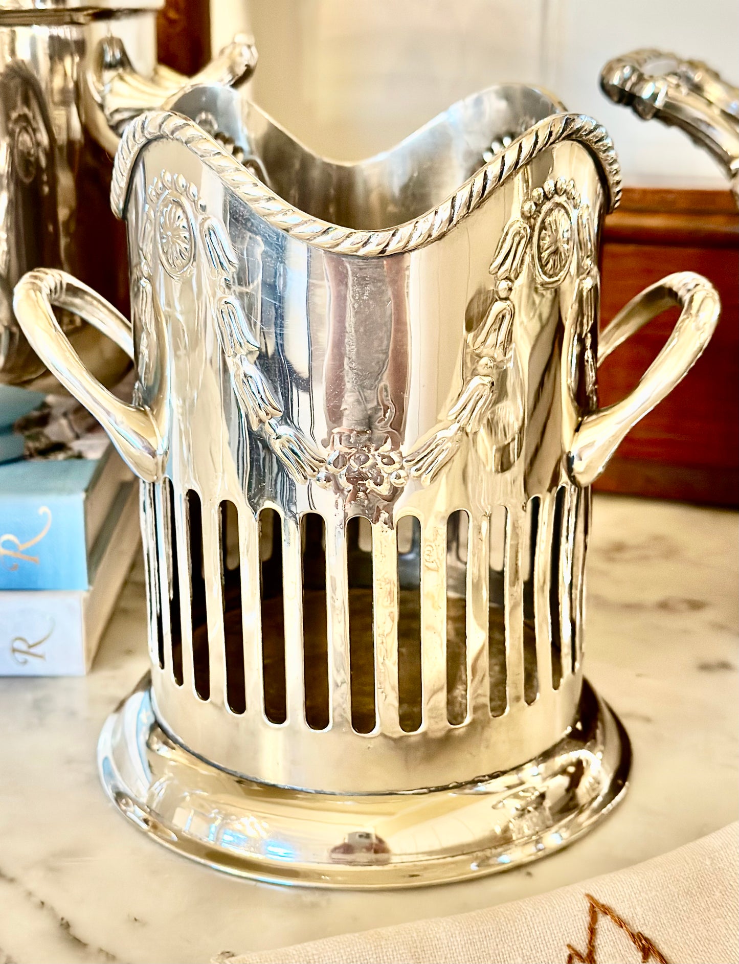 Silverplate Tall Wine Bottle Coaster