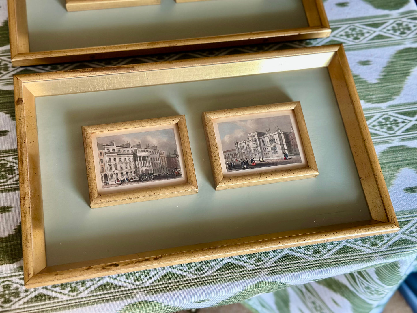 Antique English Hand-Colored Etchings of London Landmarks (Set of 2)