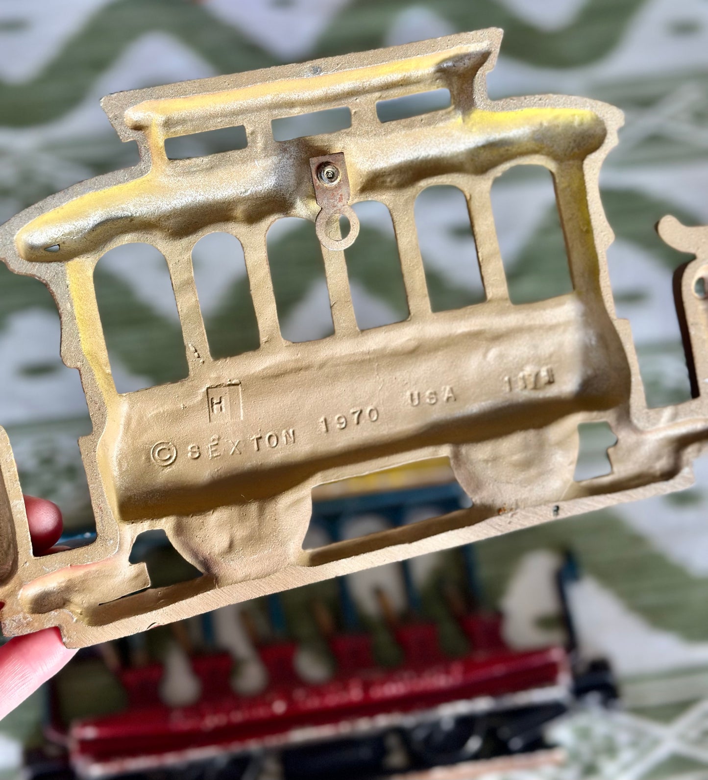 Vintage Cast Iron Cable Car Wall Hangings (Set of 2)