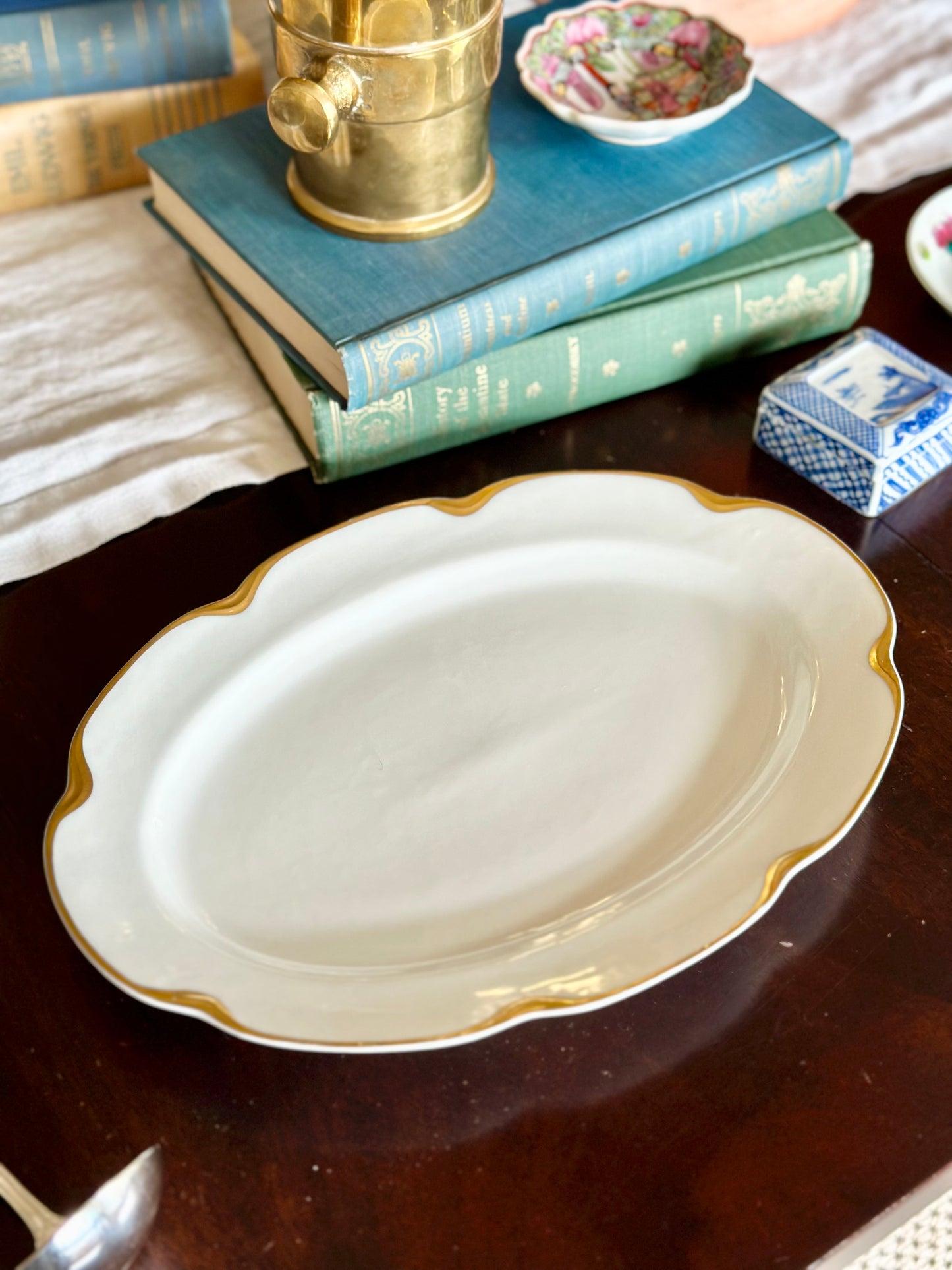 Haviland Limoges Gold-Rimmed Oval Serving Platter