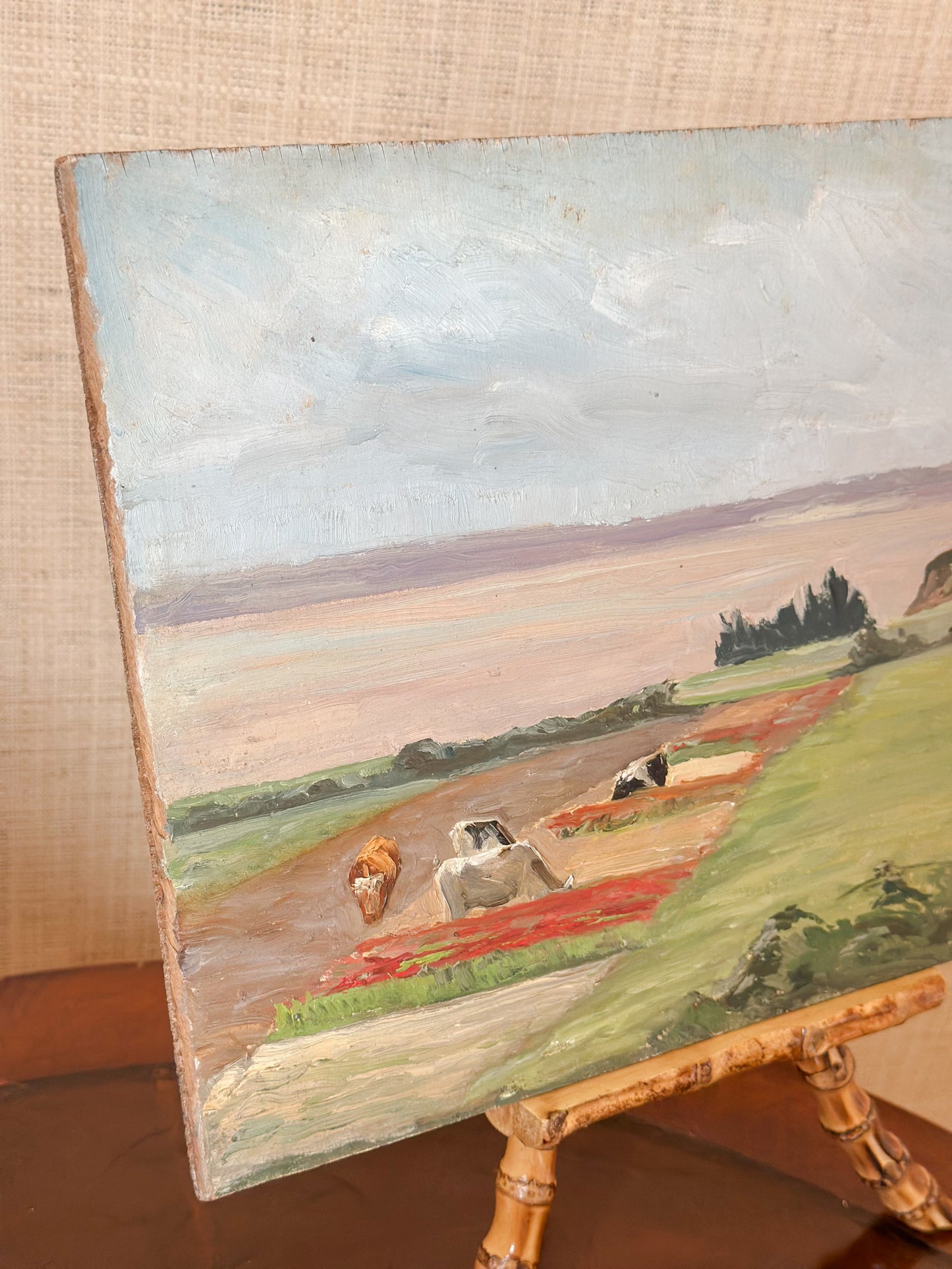 ‘Cows Grazing’ Oil on Board Painting