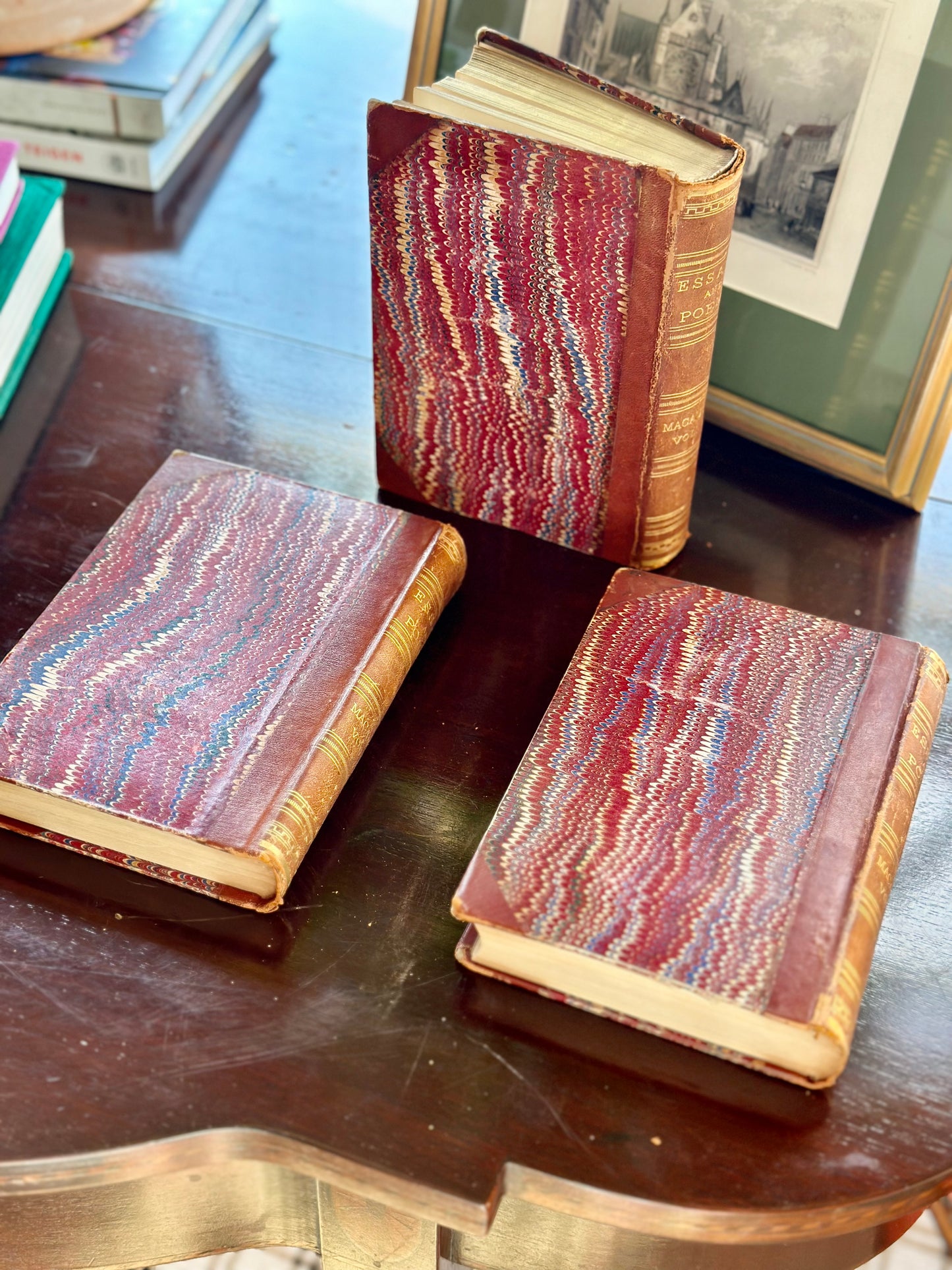 Antique Leather Bound Books (Set of 3)