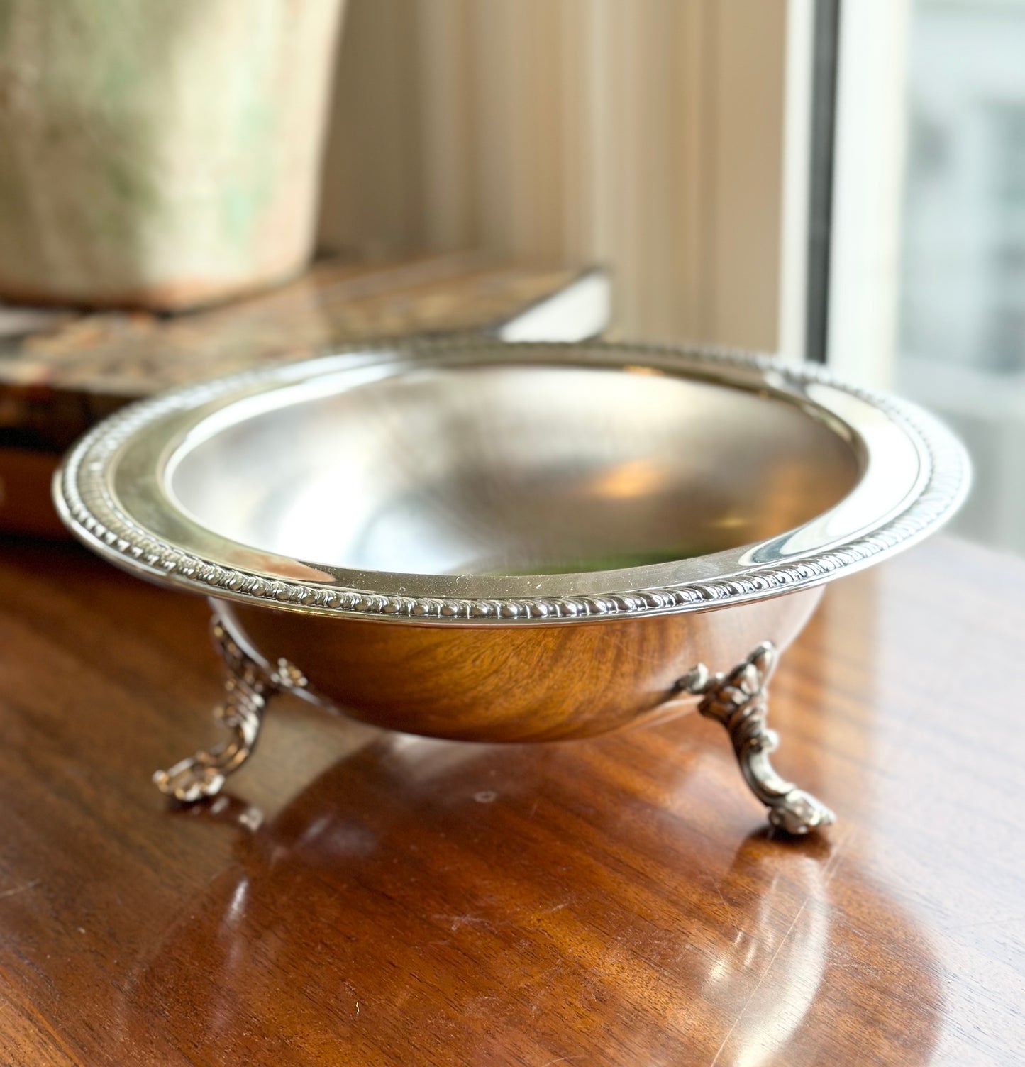Round Footed Silver Bowl