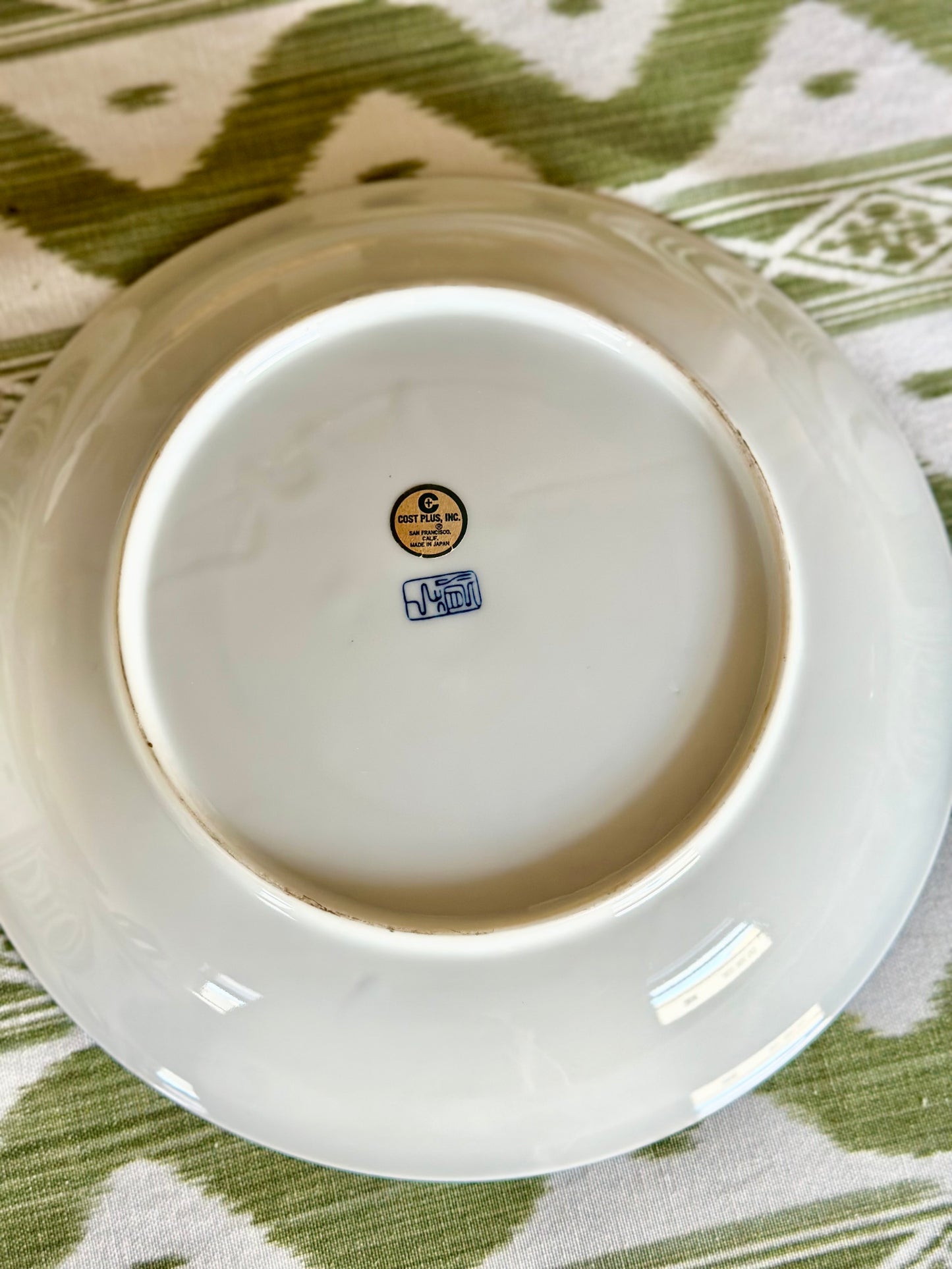 Blue & White Plate with Reticulated Edges