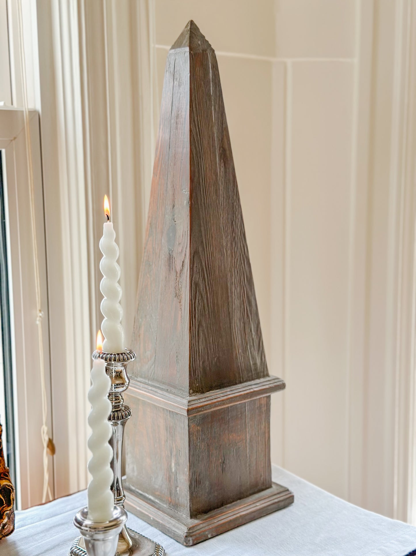 Wooden Obelisk Pair
