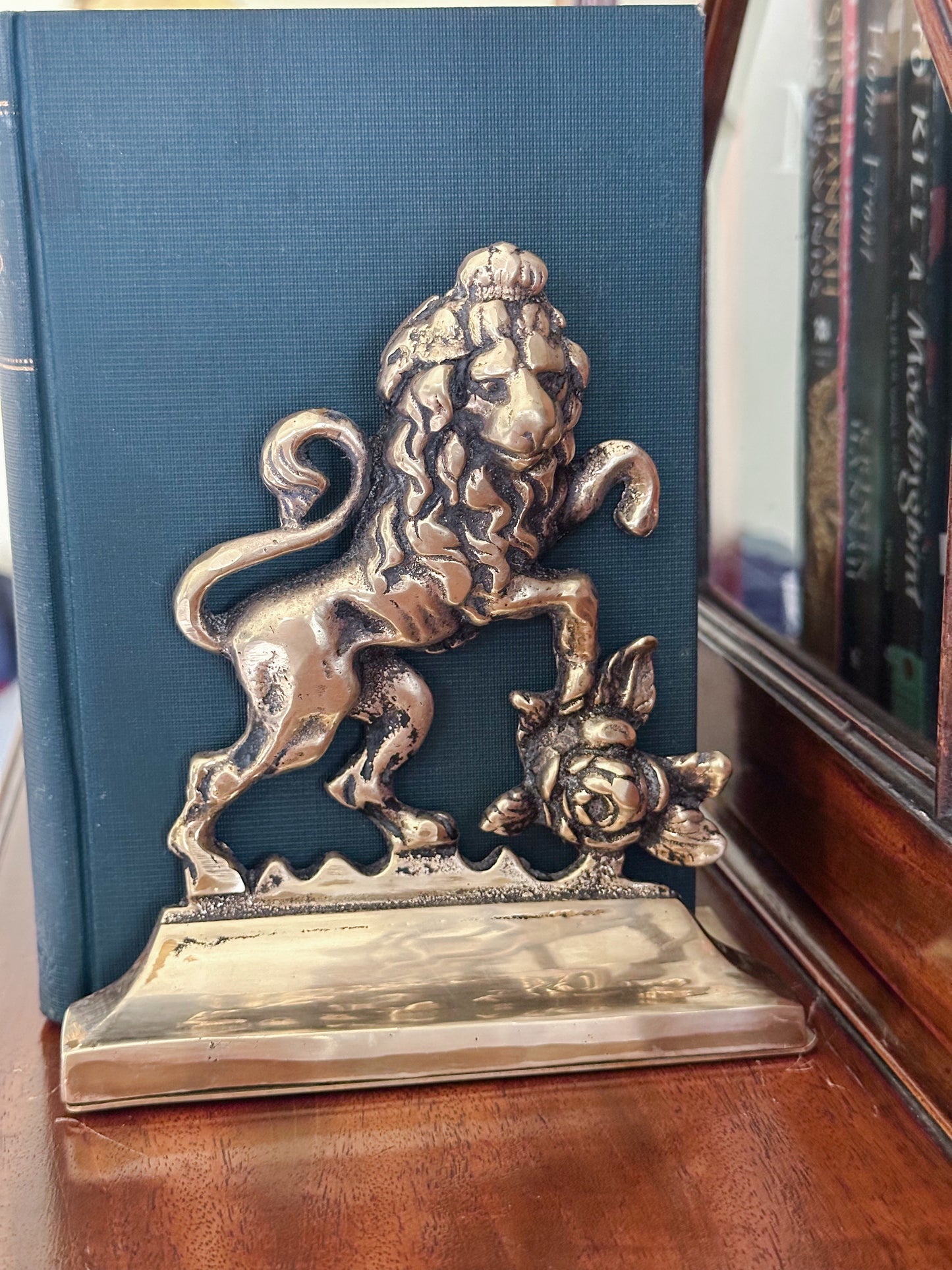 British Royal Heraldic Brass Bookends