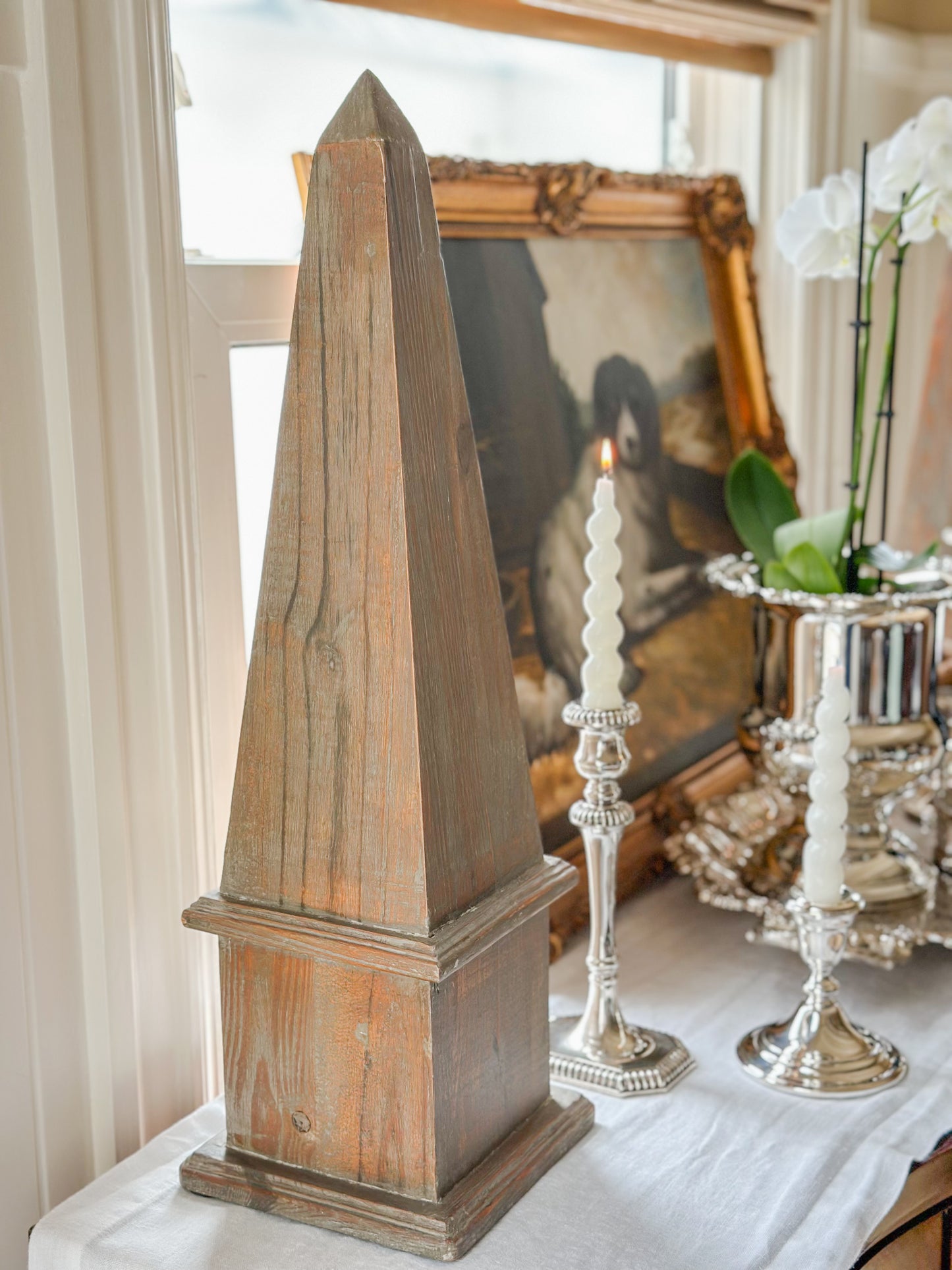 Wooden Obelisk Pair