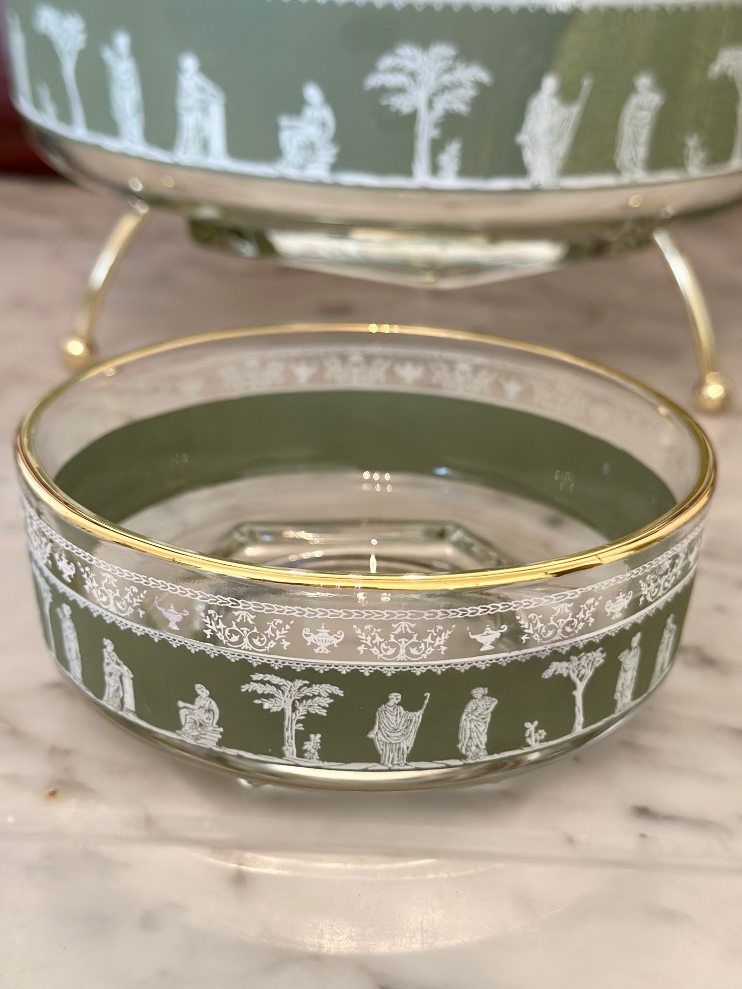 Vintage Jeanette Glass Hellenic 4-Way Server Set