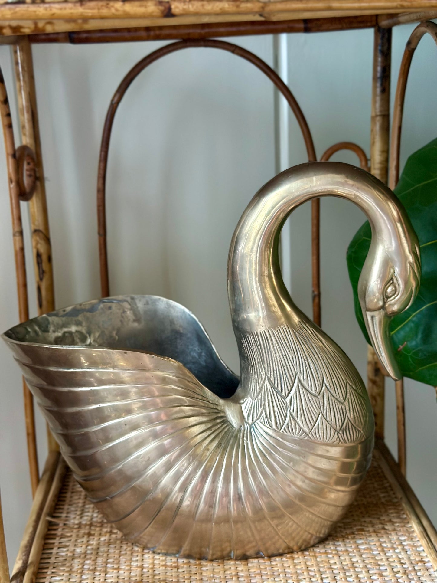 Brass Swan Planter