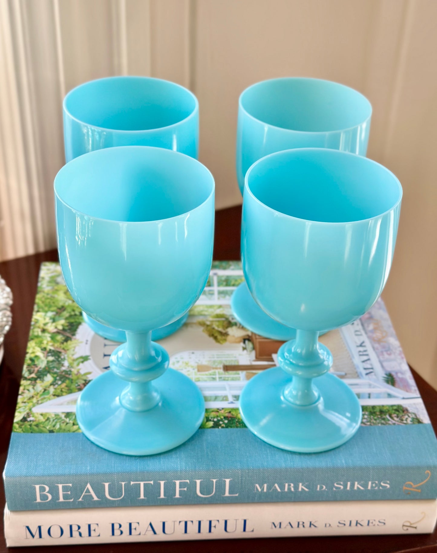 Blue Opaline Wine Glasses (Set of 4)