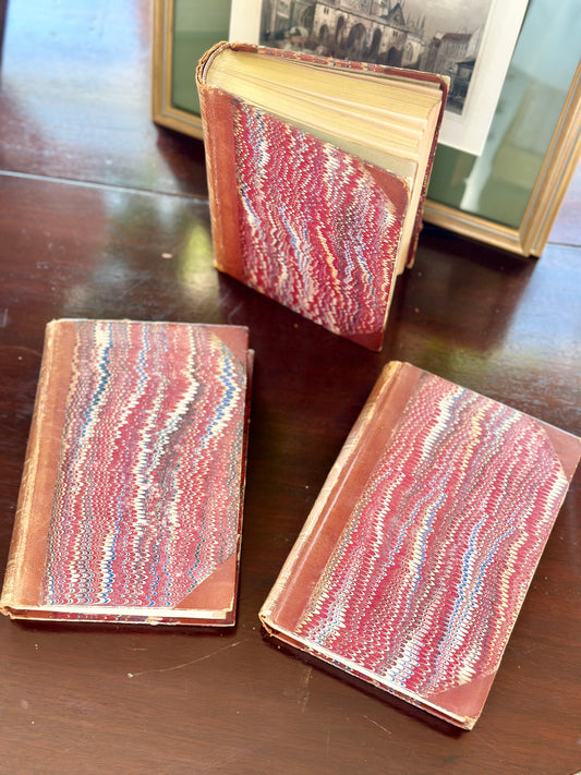 Antique Leather Bound Books (Set of 3)