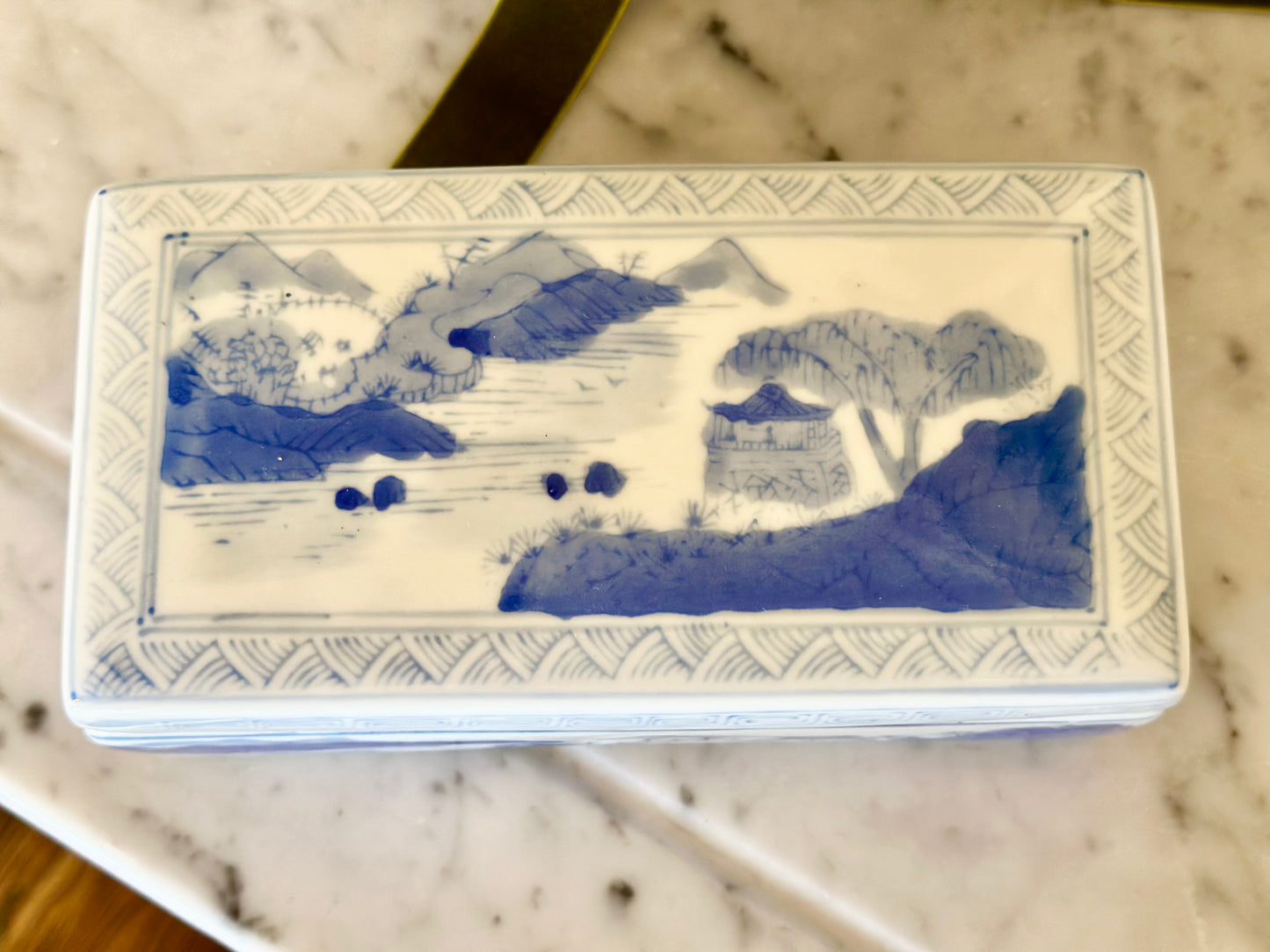 Blue and White Chinoiserie Porcelain Box