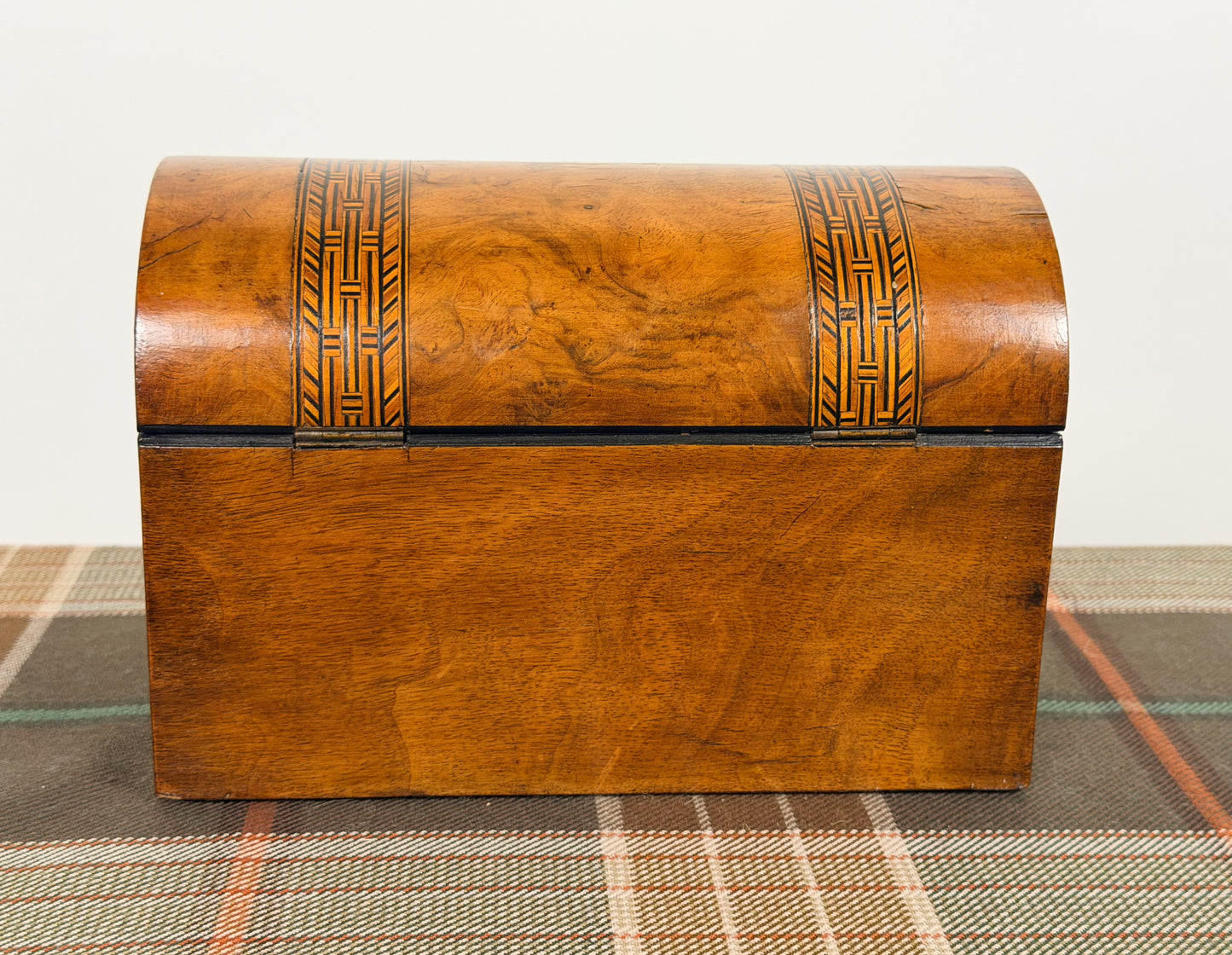 Antique Burl Walnut Dome Top Tea Caddy