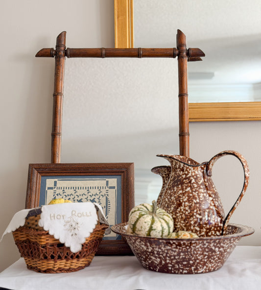Antique French Faux Bamboo Mirror