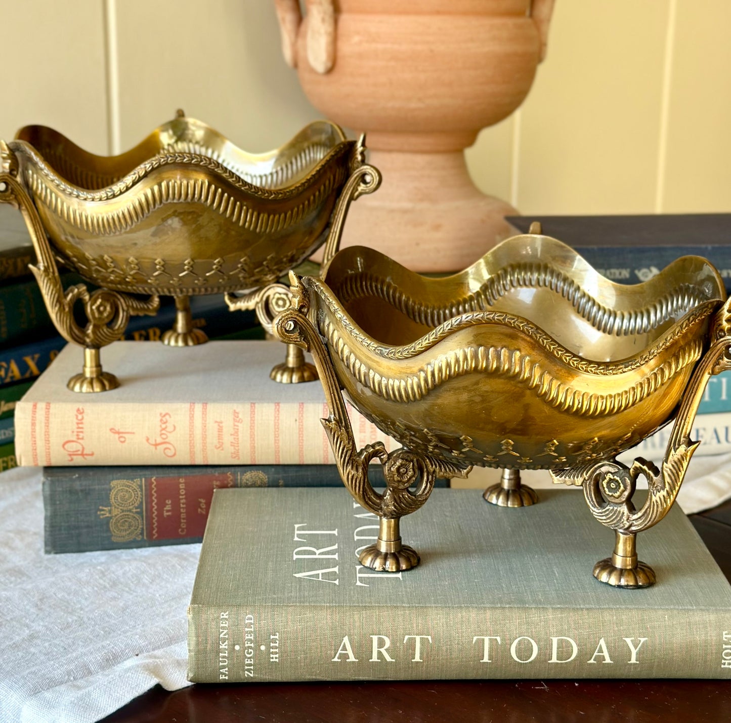 Scalloped Brass Footed Bowl