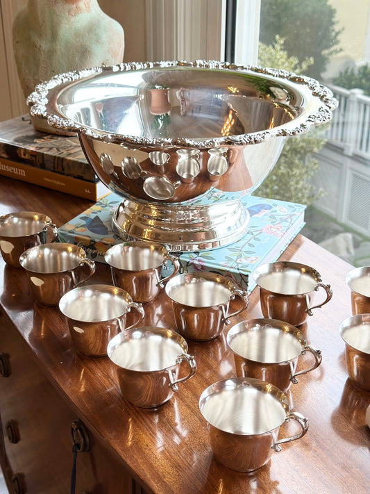 Towle Silverplate Punch Bowl and Cups