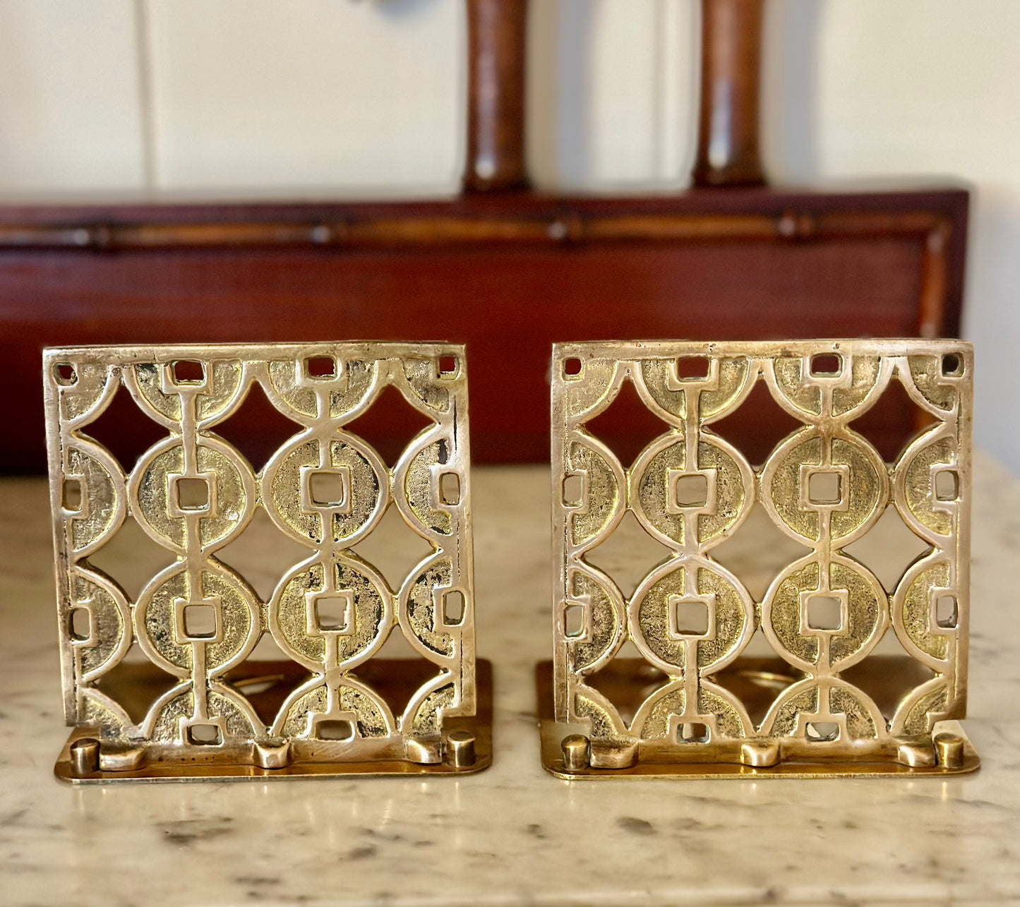 Geometric Brass Bookends