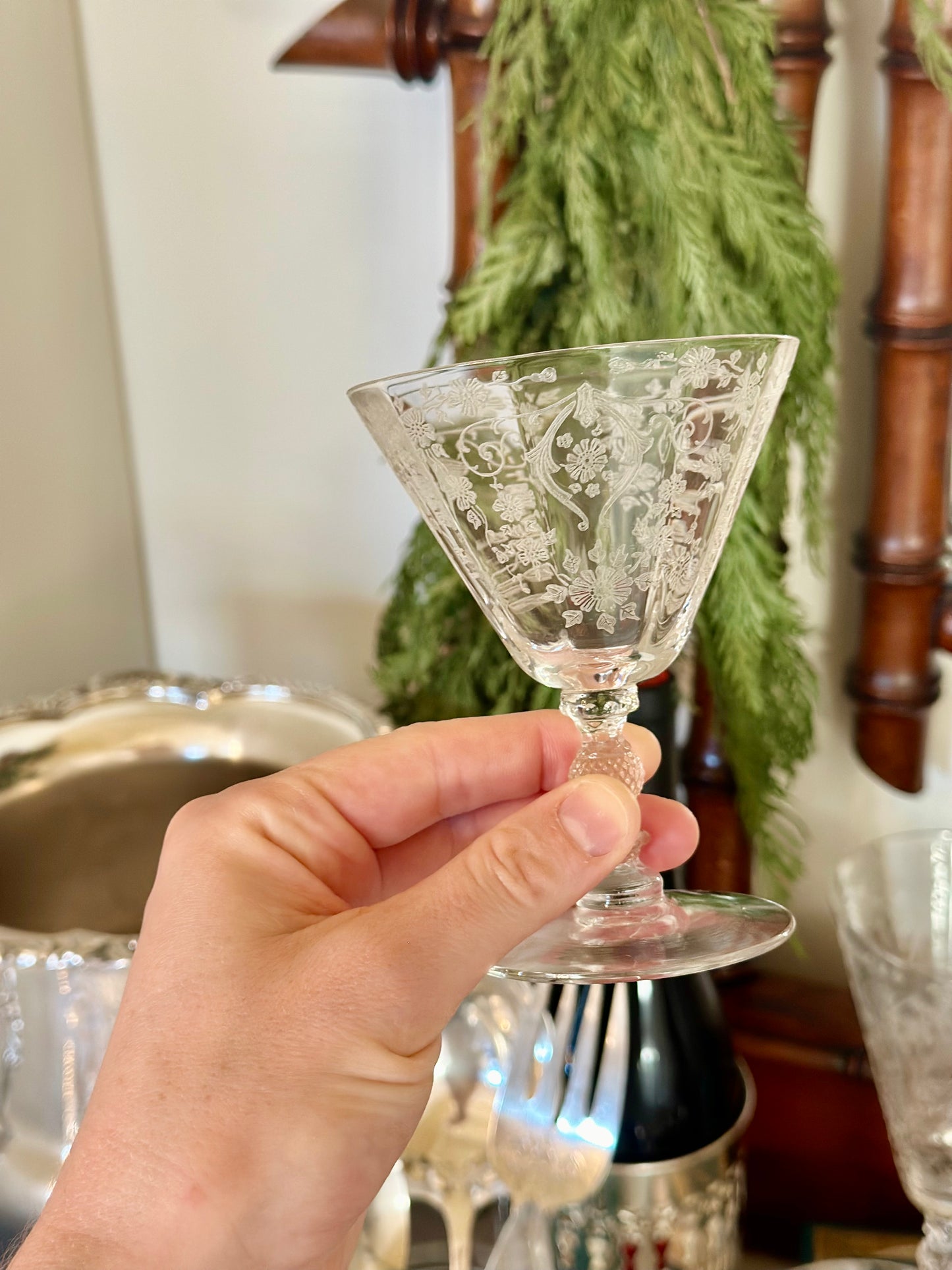 Cambridge ‘Diane’ Etched Crystal Coupes (Set of 6)