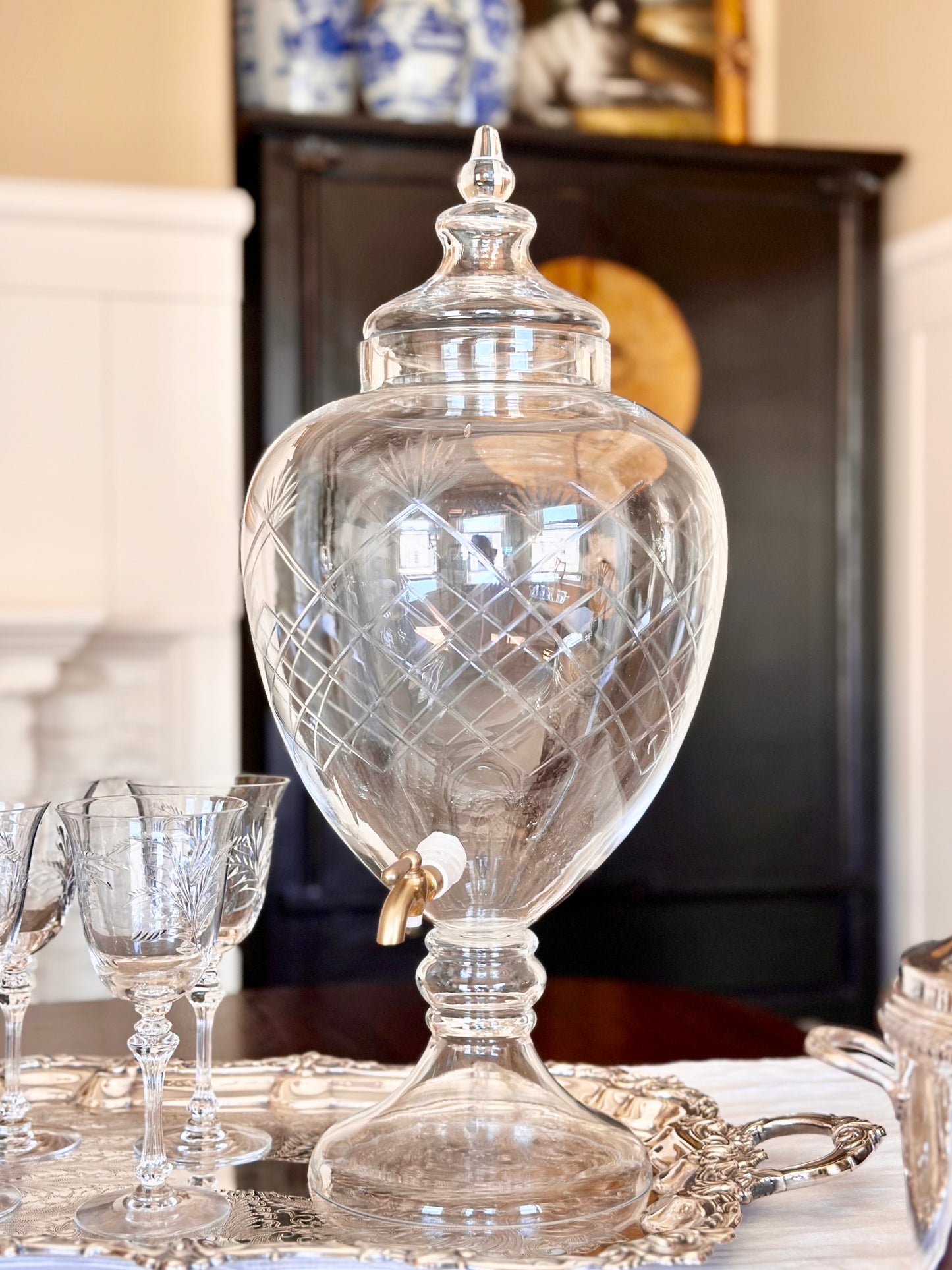 Etched Glass Drink Dispenser