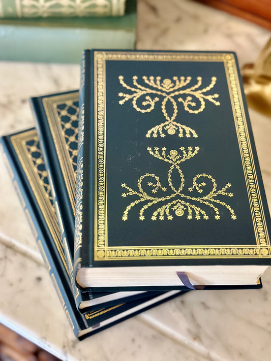 Vintage Navy Leather Bound Books (Set of 3)