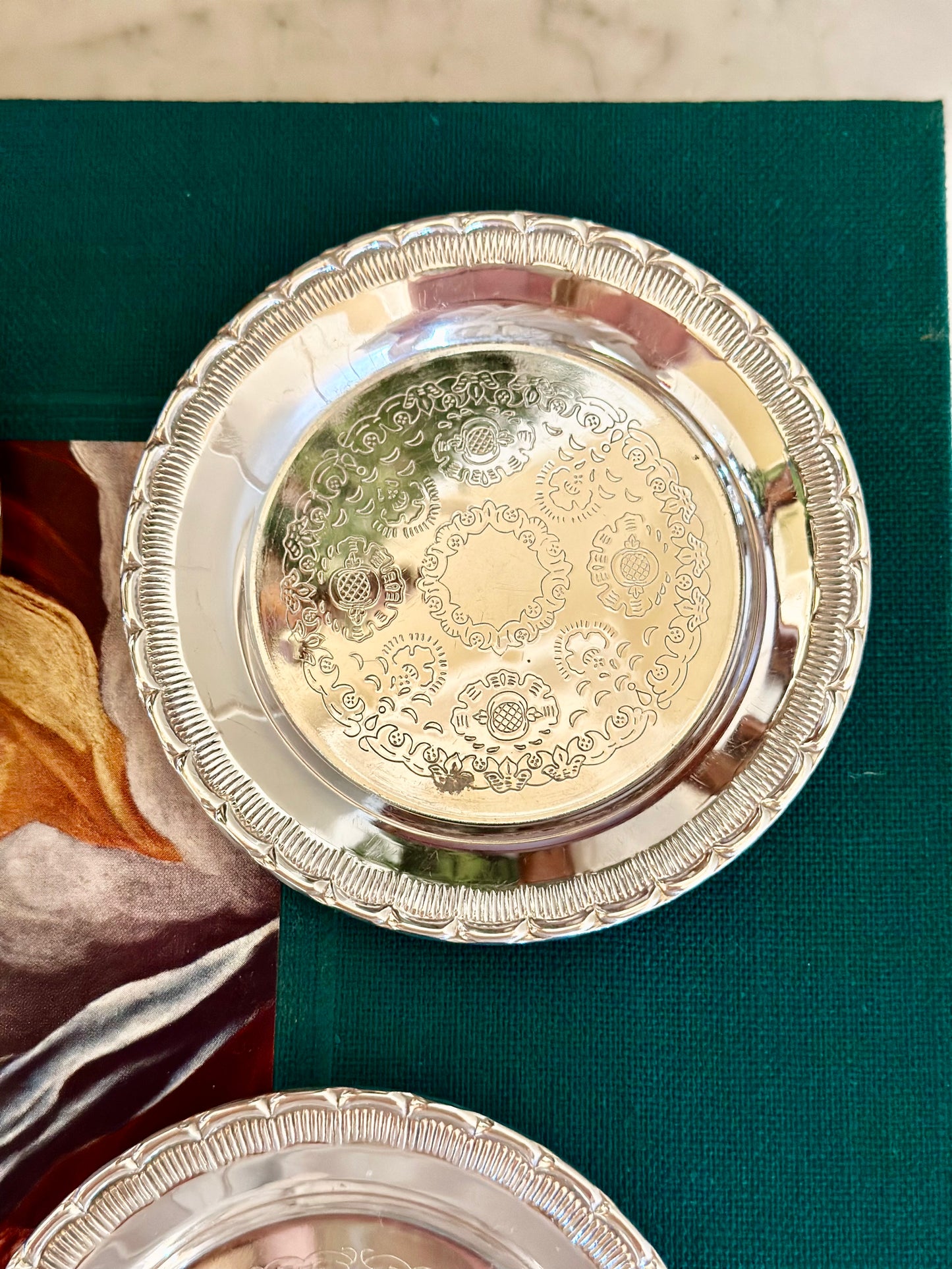 Vintage Silverplate Scalloped Edge Coasters (Set of 8)