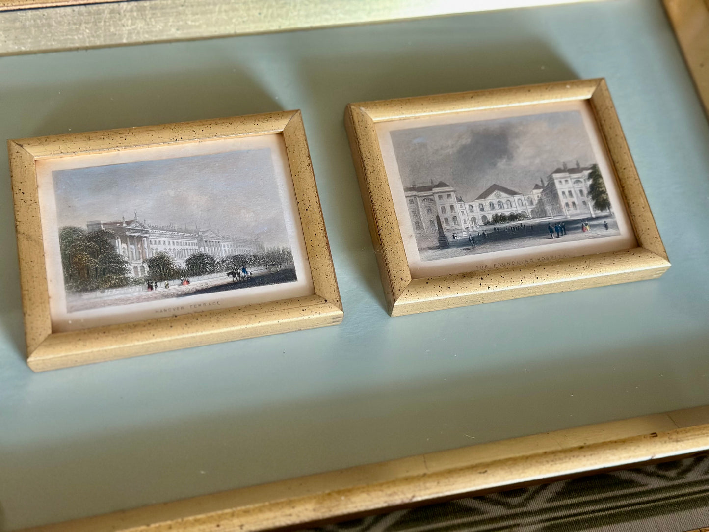 Antique English Hand-Colored Etchings of London Landmarks (Set of 2)