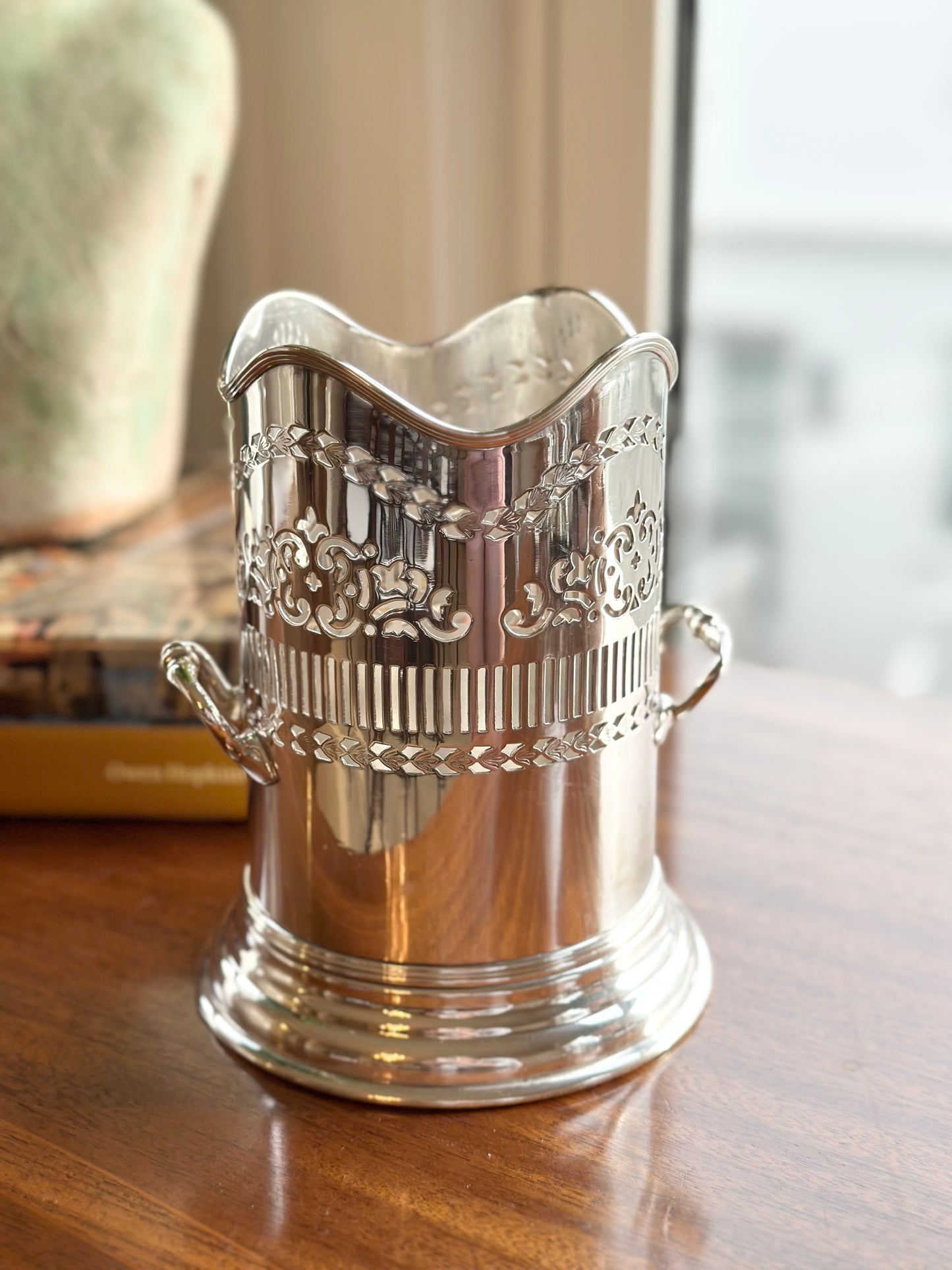 Tall Silverplate Wine Bottle Holder