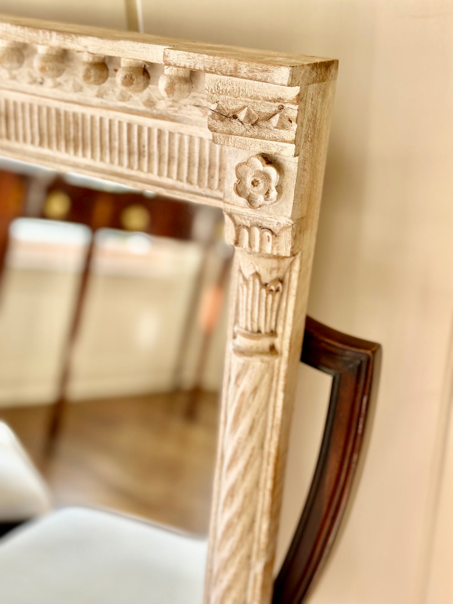 Neoclassical Style Whitewashed Mirror