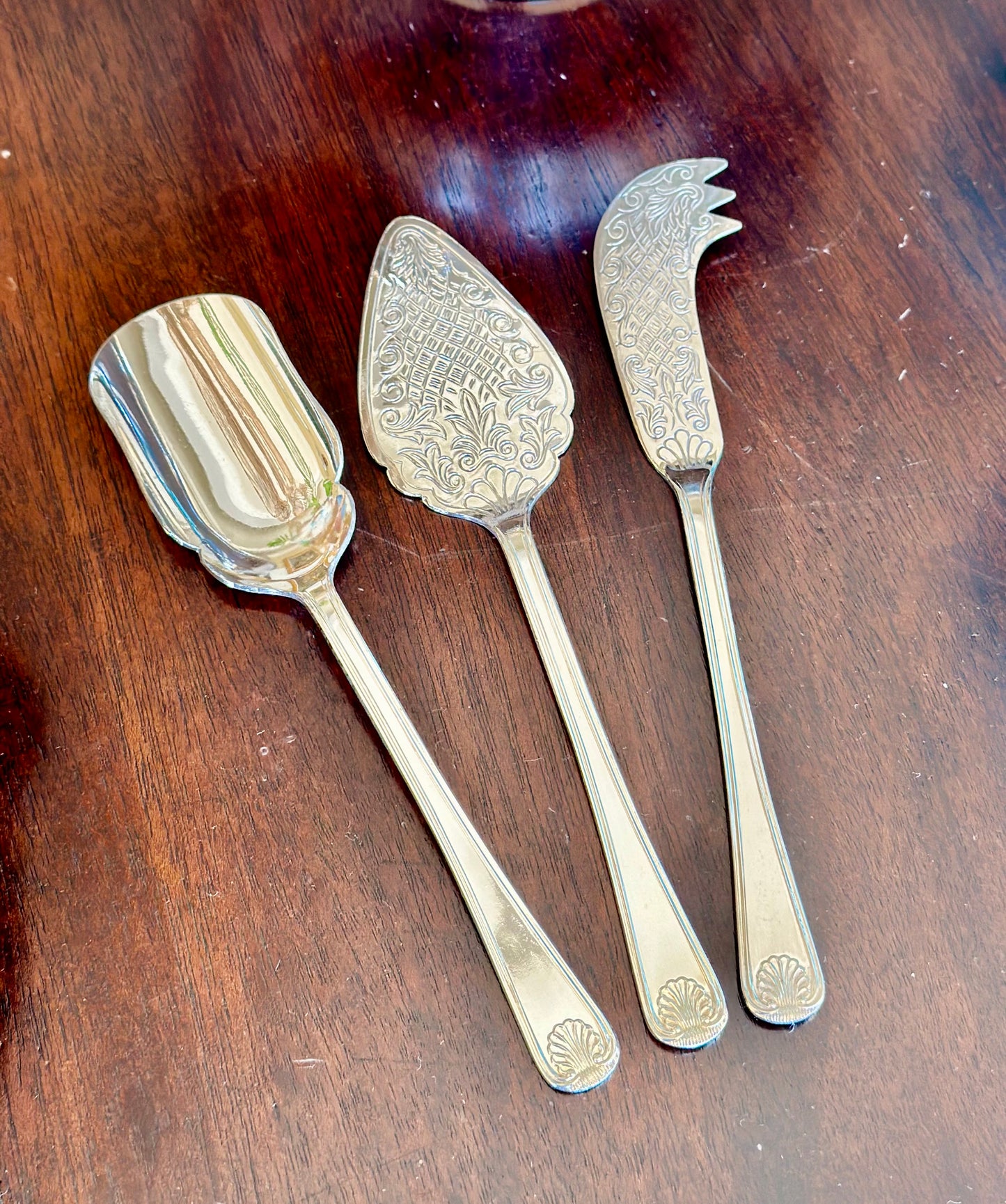 English Silverplate Cheese Knife Set