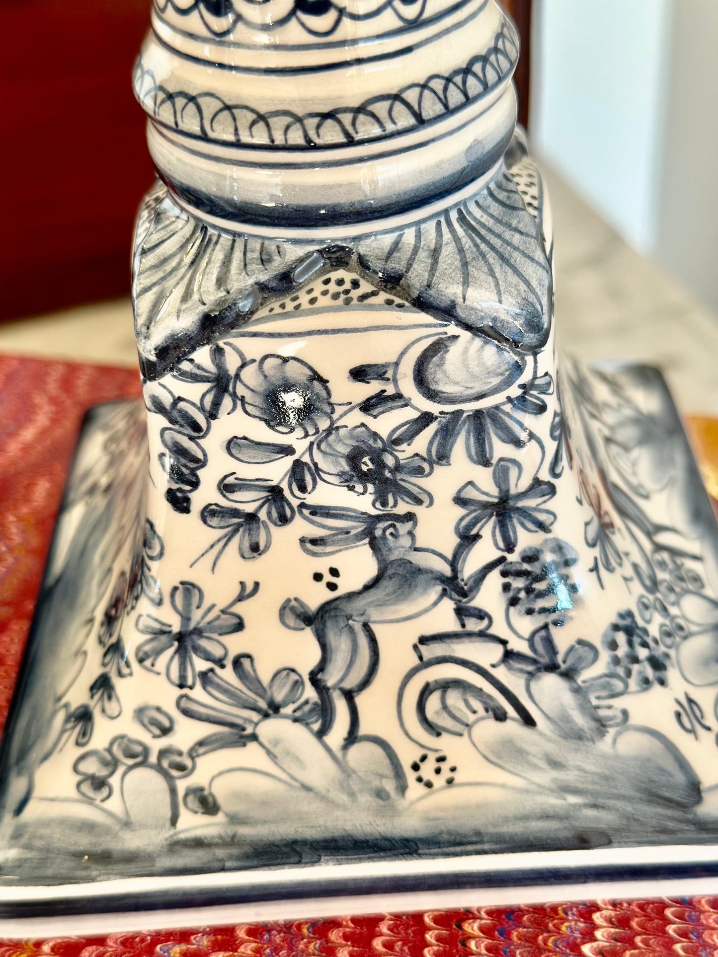 Portugese Hand-Painted Blue and White Candlesticks