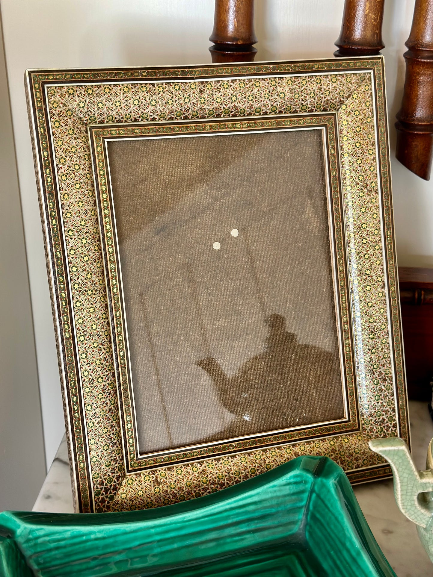 Antique Persian Khatam Inlaid Wood Frame