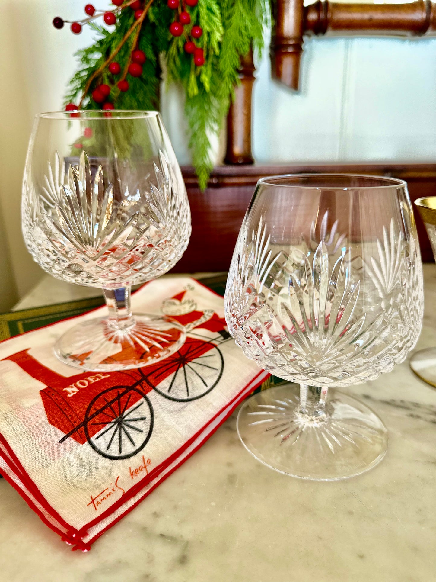 Vintage Tammis Keefe Linen Santa & Reindeer Cocktail Napkins