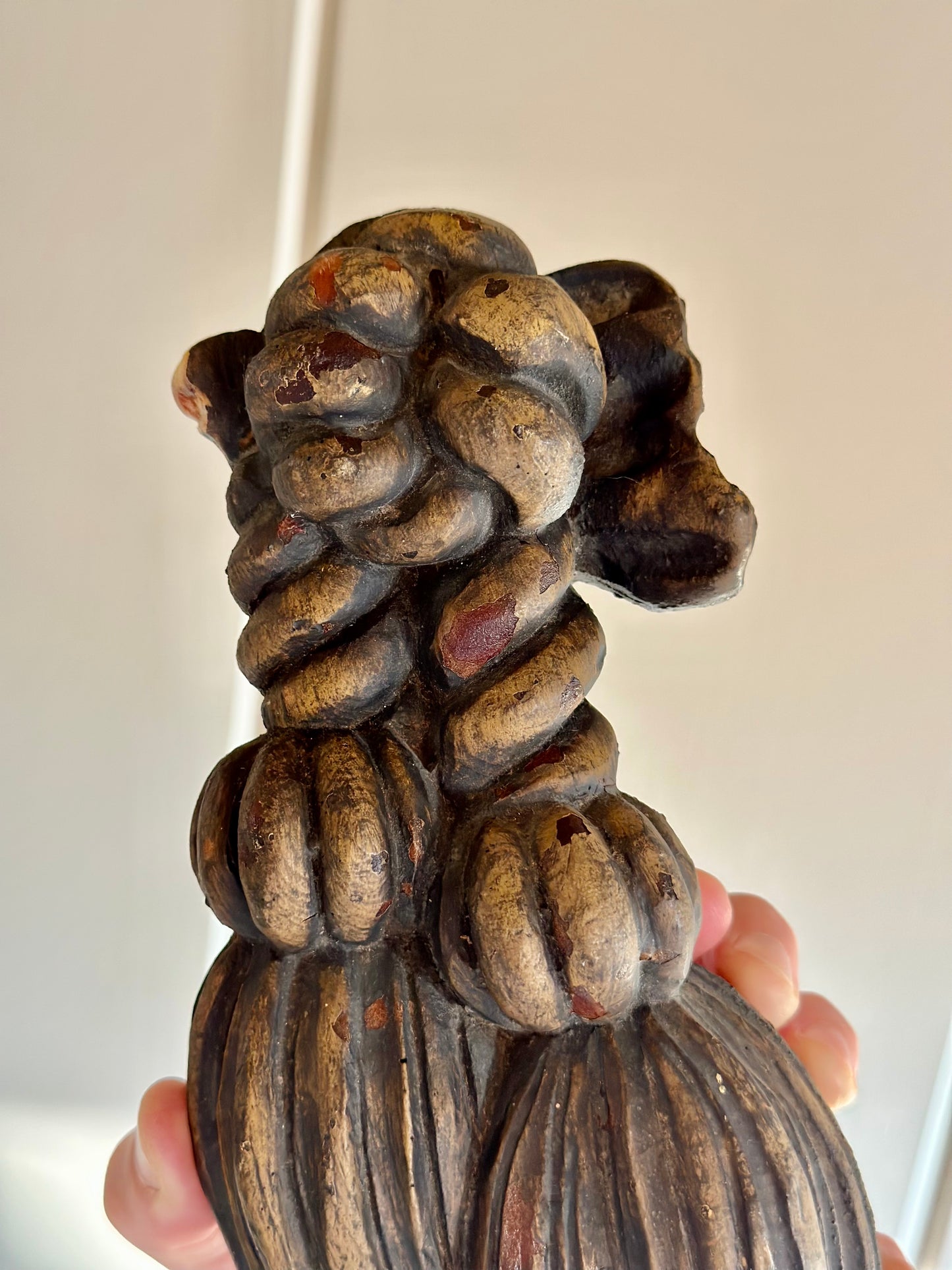 Carved Wooden Tassel Wall Hanging