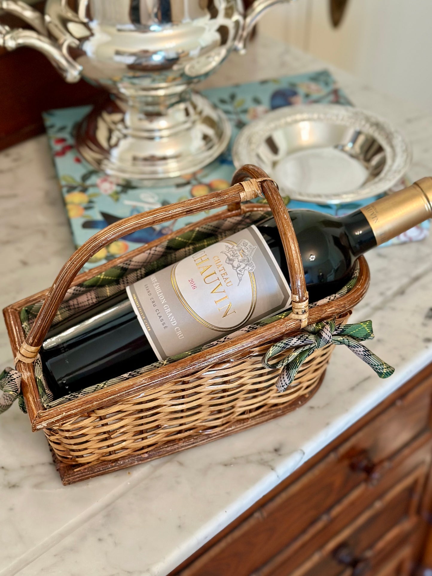 Vintage French Wine Basket