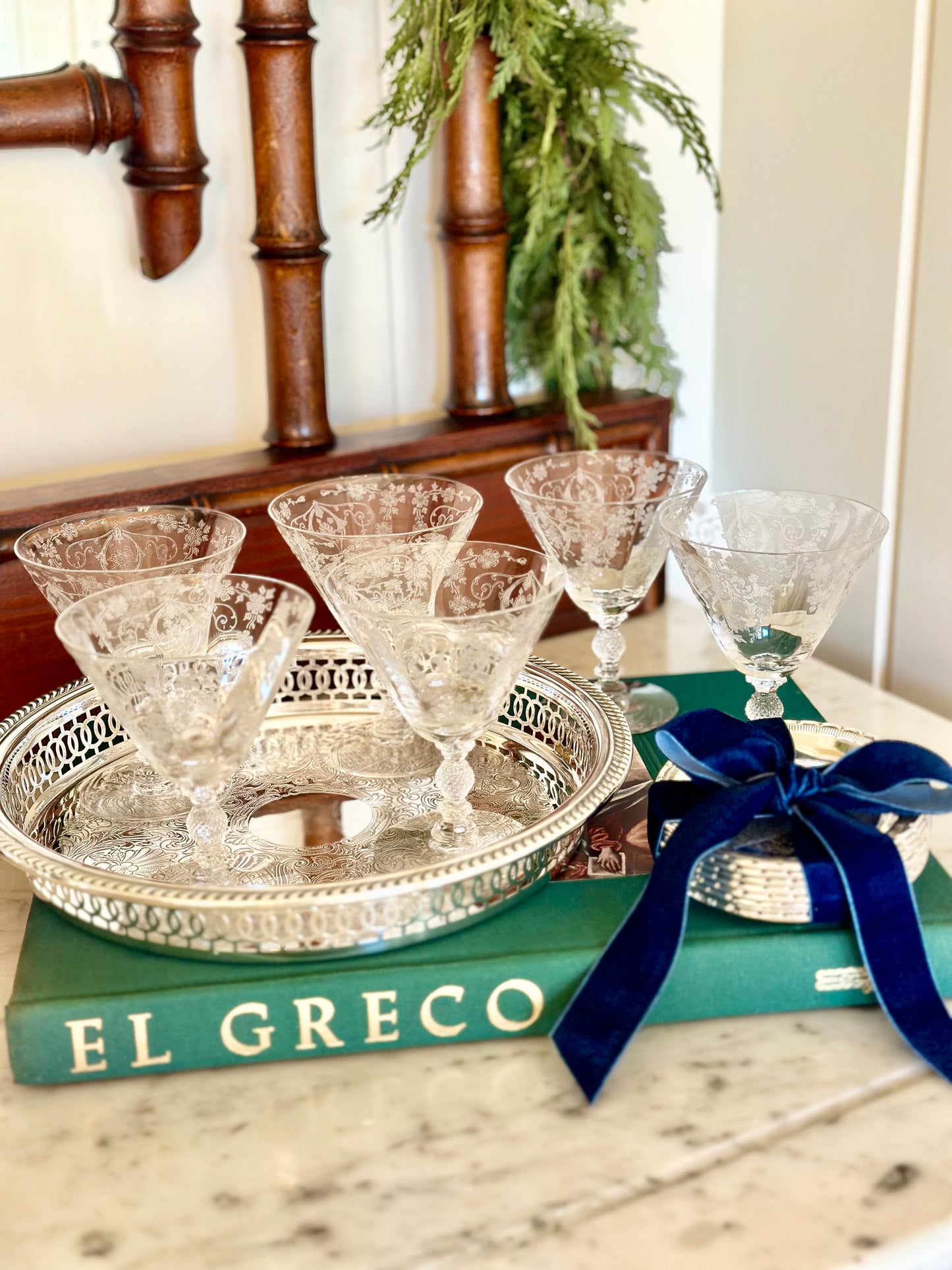 Cambridge ‘Diane’ Etched Crystal Coupes (Set of 6)