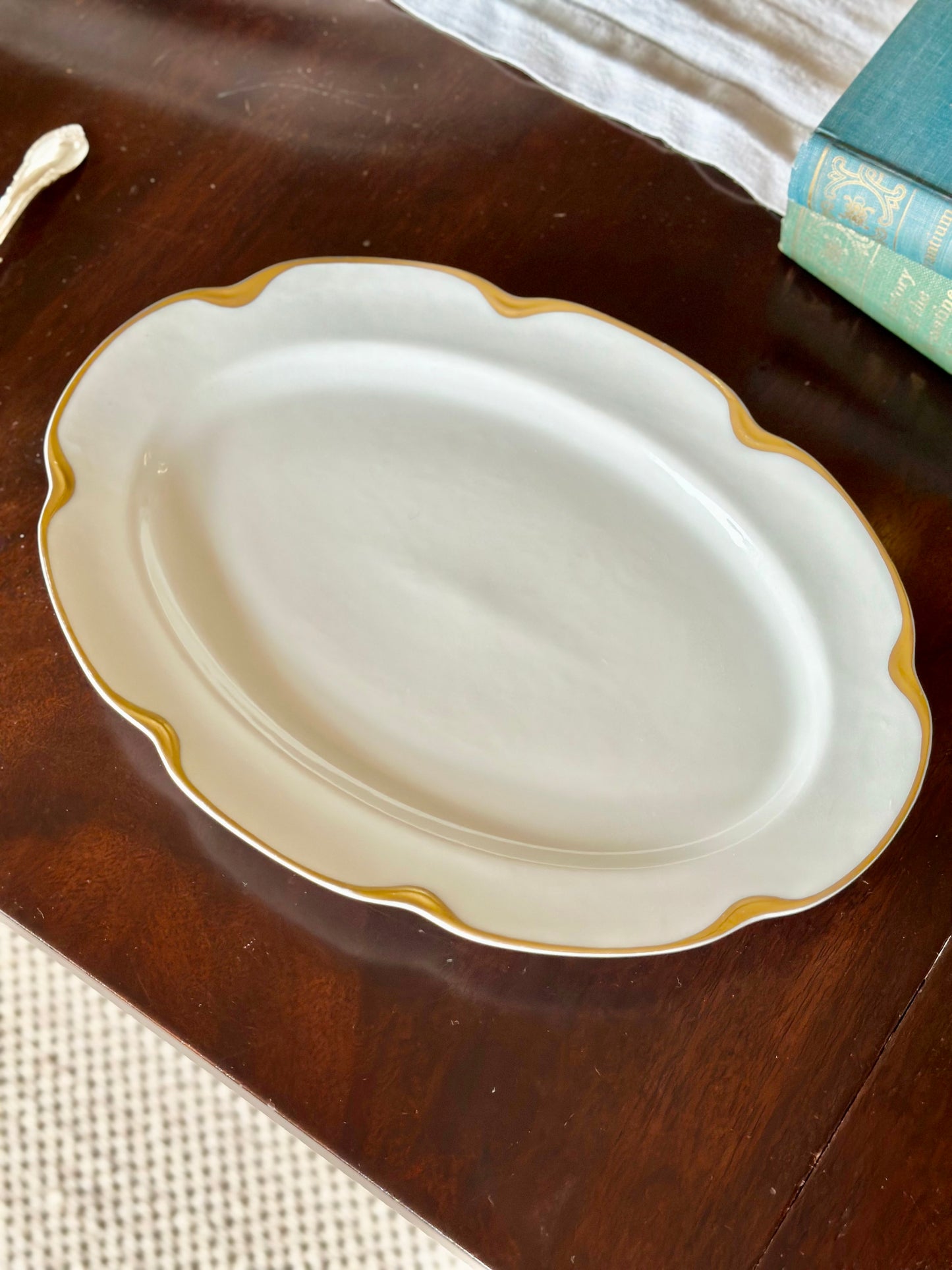 Haviland Limoges Gold-Rimmed Oval Serving Platter