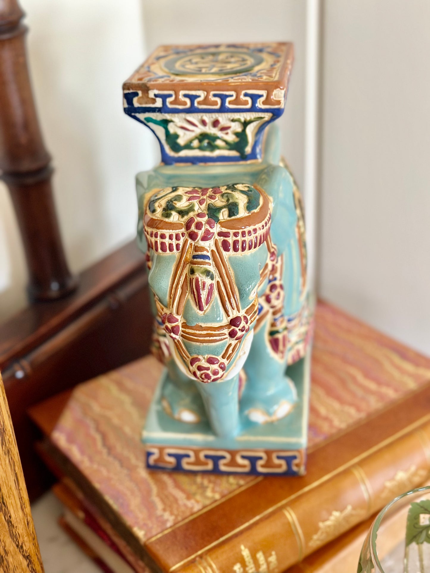 Vintage Chinoiserie Elephant Plant Stand