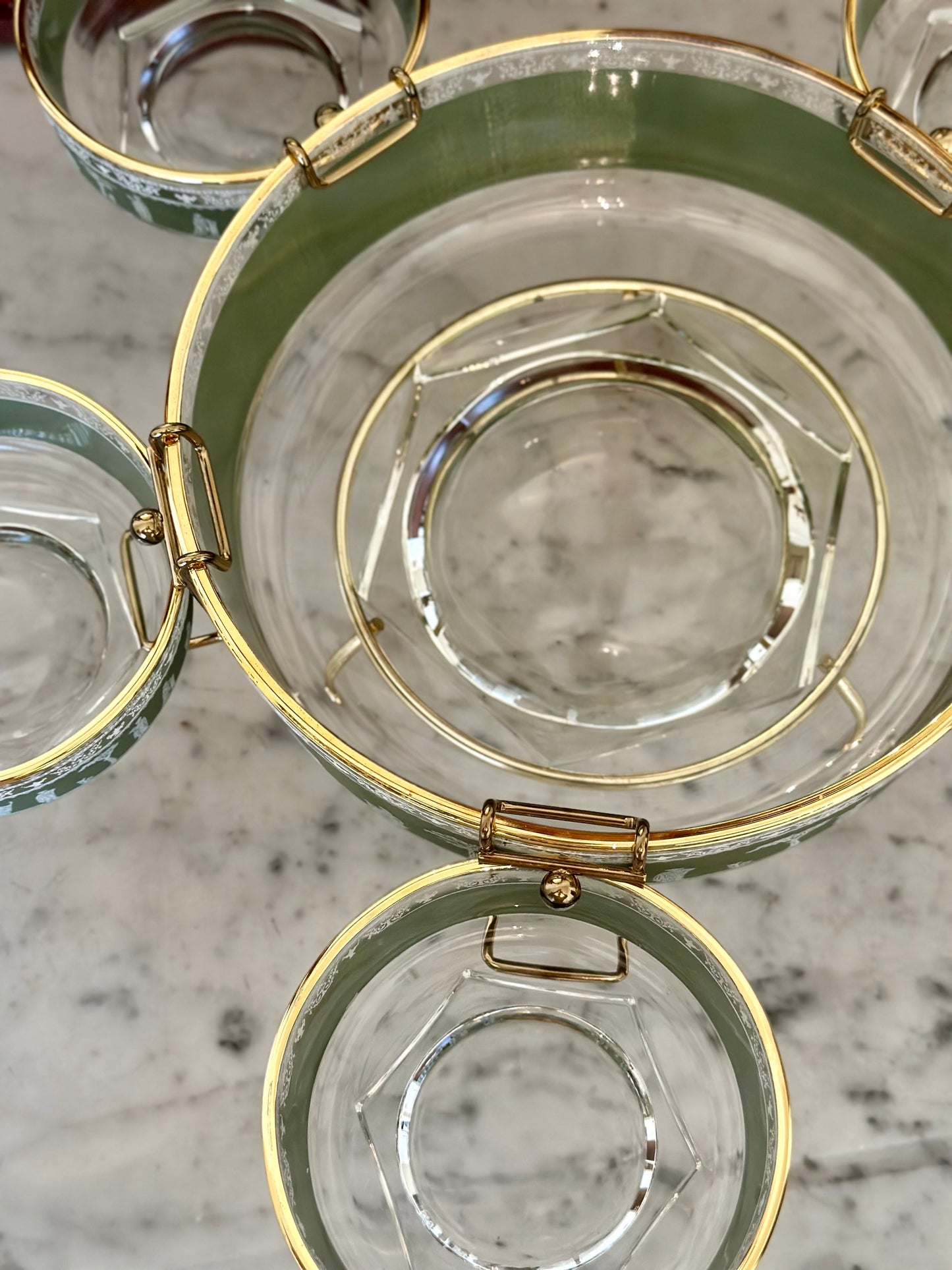 Vintage Jeanette Glass Hellenic 4-Way Server Set