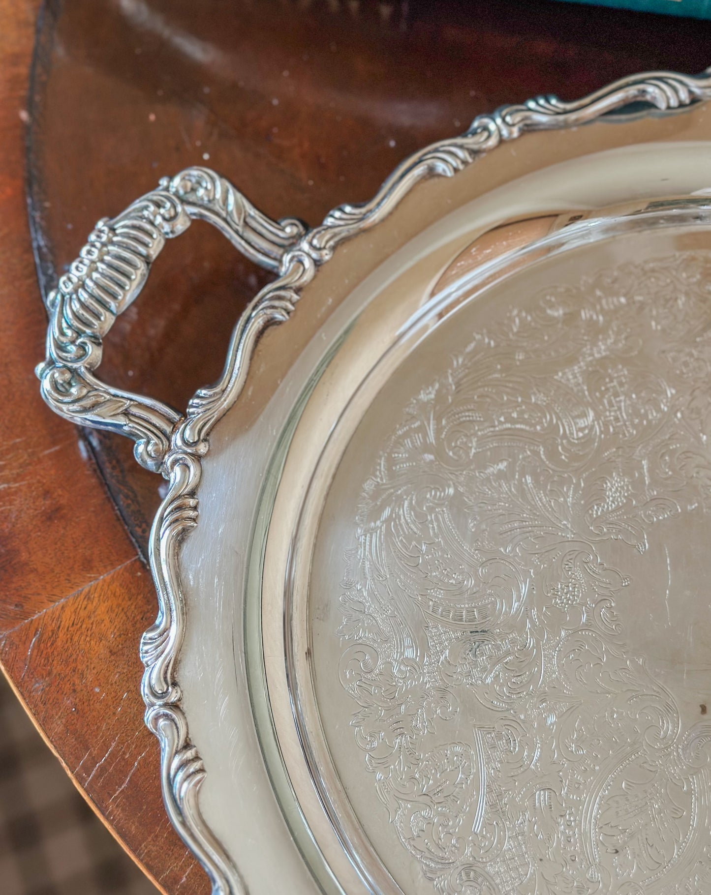 Vintage Silverplate Round Serving Tray