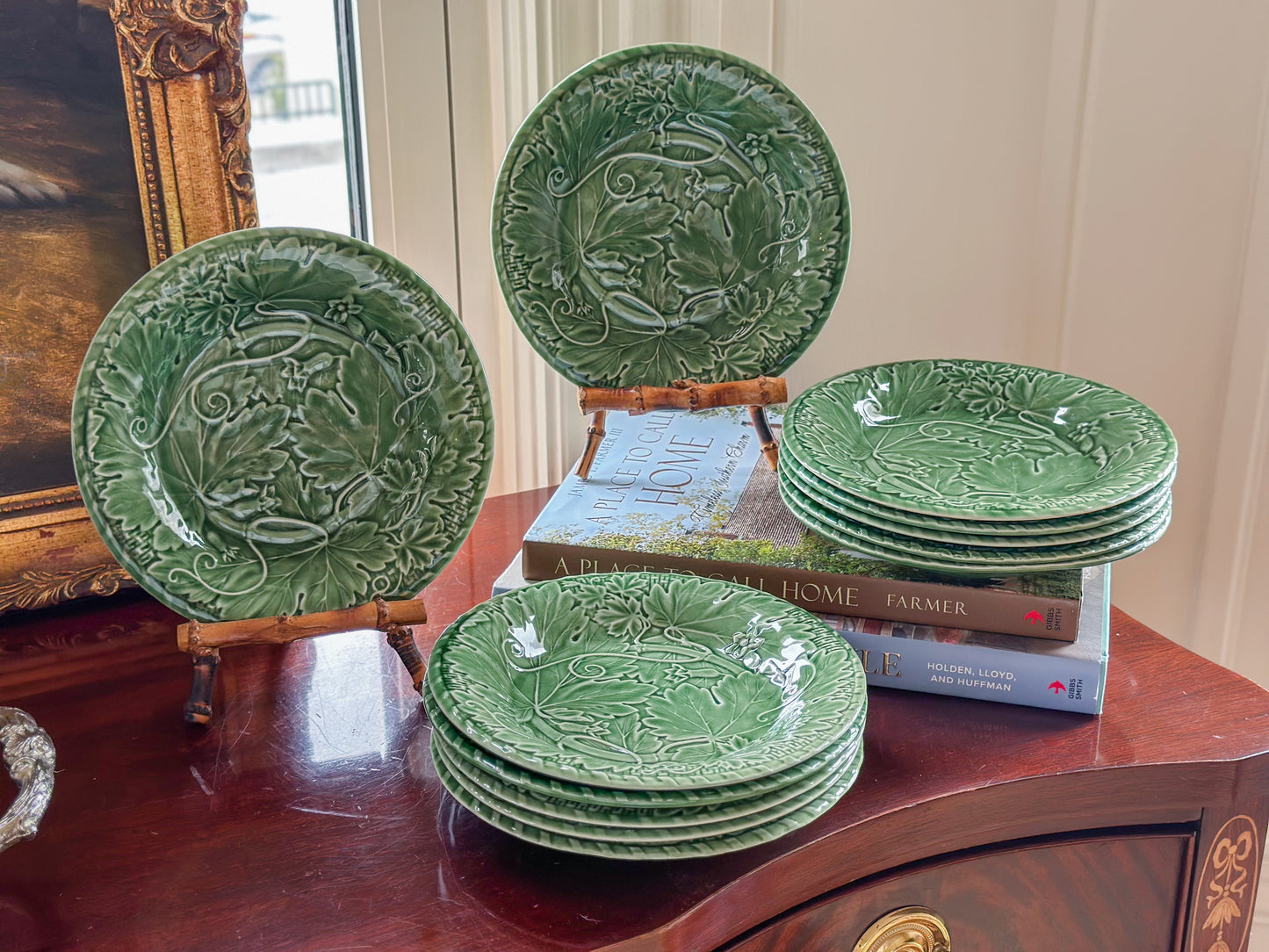 Bordallo Pinheiro Vine Green Salad Plate Set (Set of 12)