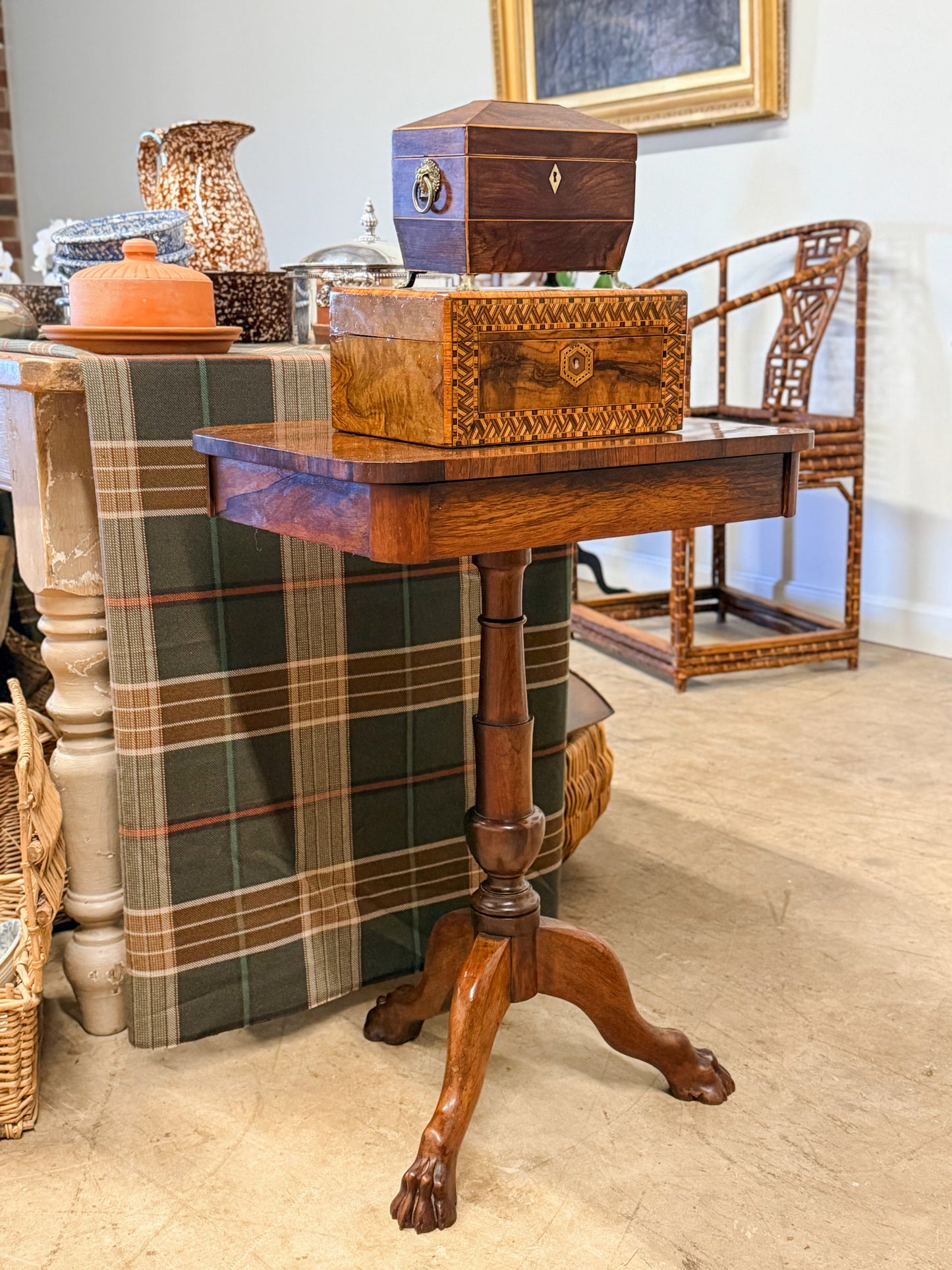 Georgian Mahogany Clawfoot Pedestal Side Table