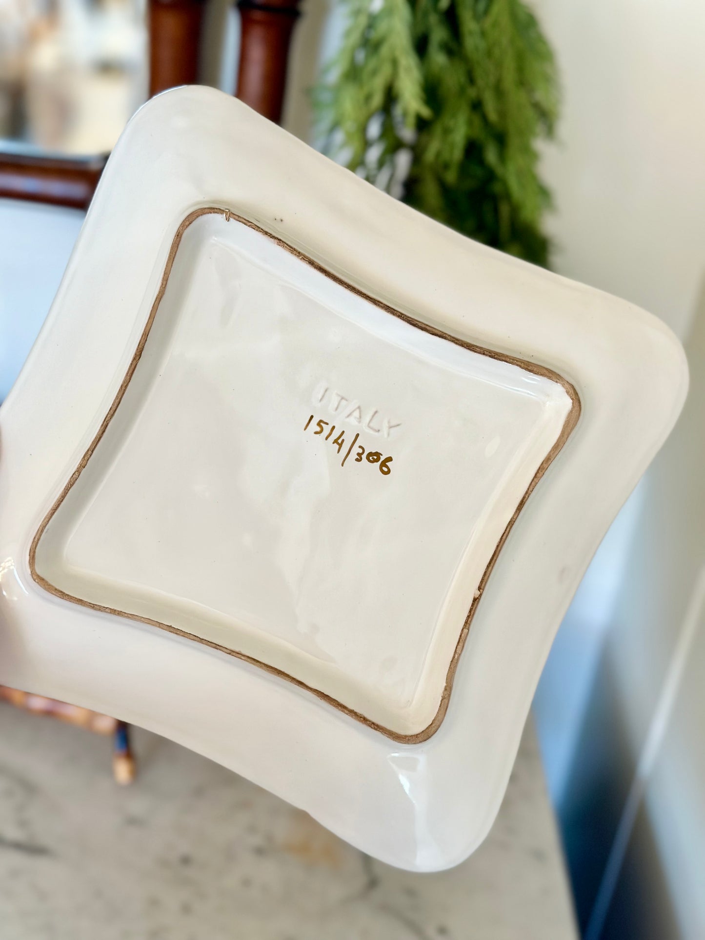 Italian Porcelain Ashtray with Gold Tassel Detail