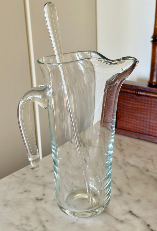 Vintage Kosta Sweden Glass Martini Pitcher and Stirrer